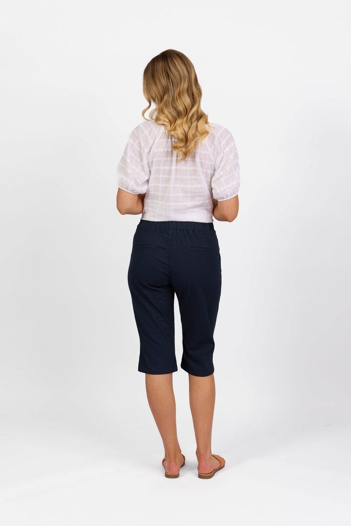 5789 Ink - Below Knee Slim Leg Elastic Waist Pant - Vassalli