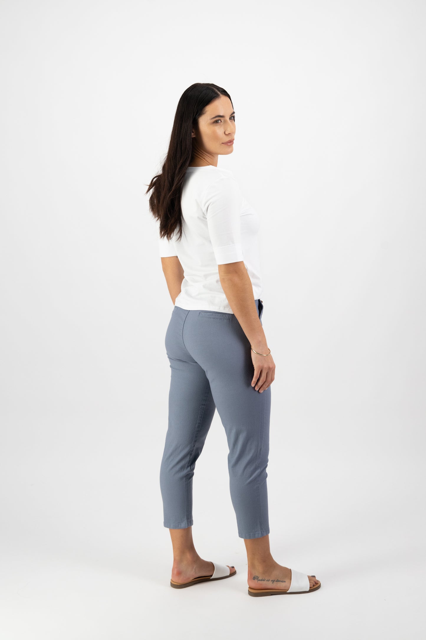 5790 Atlantic - 7/8 Length Skinny Leg Elastic Waist Pan - Vassalli