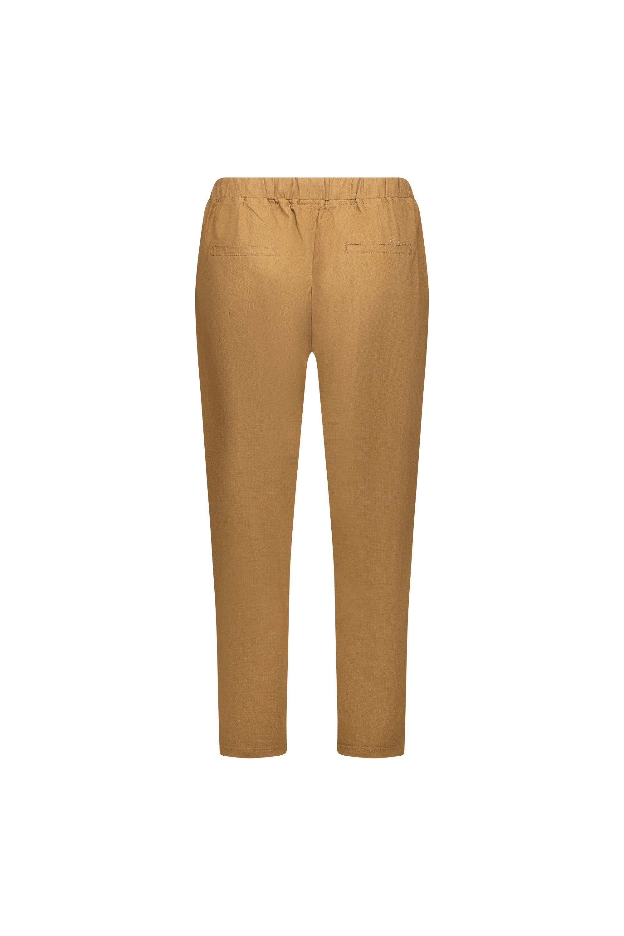 5791 Caramel - Ankle Grazer Slim Leg Elastic Waist Pant - Vassalli