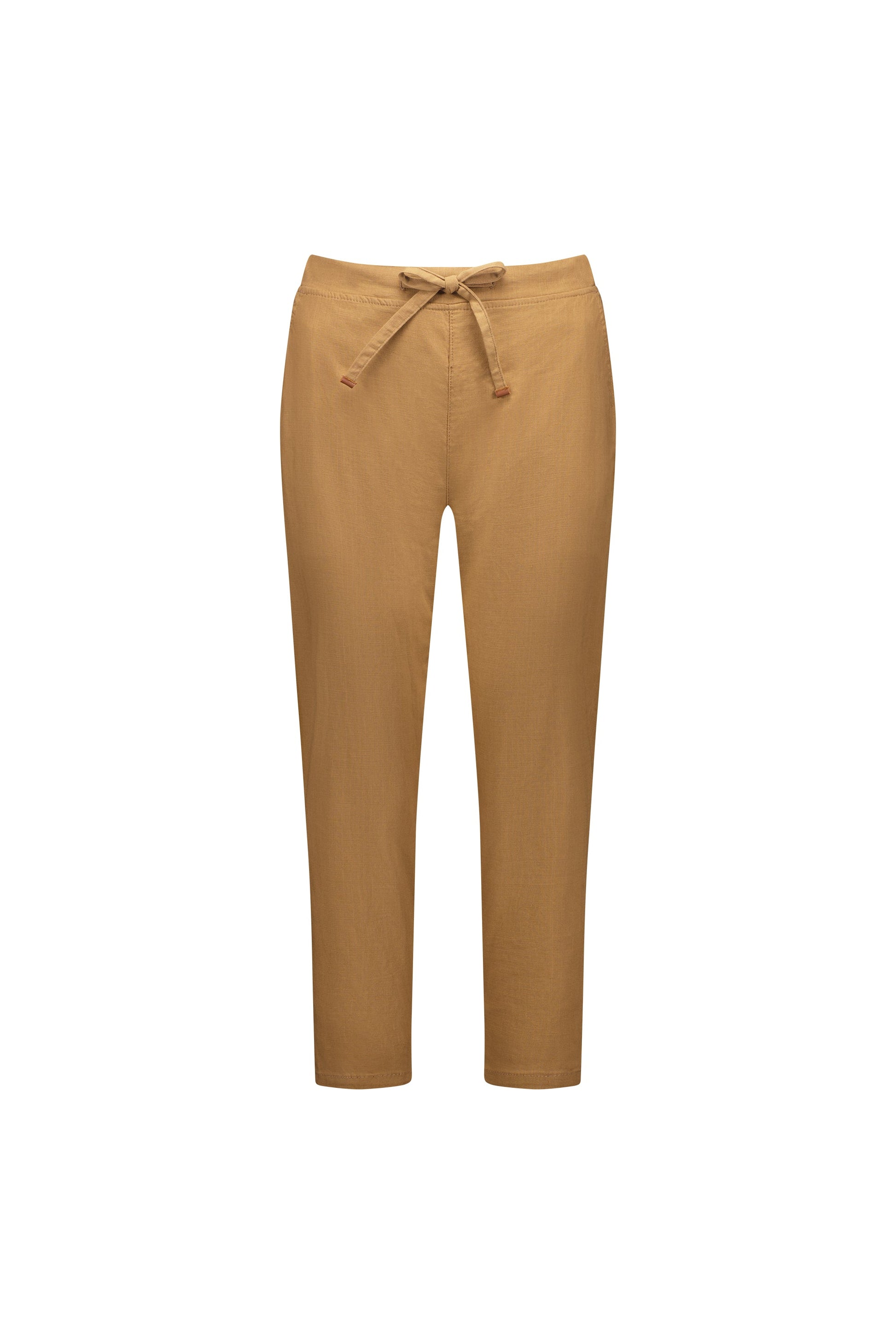 5791 Caramel - Ankle Grazer Slim Leg Elastic Waist Pant - Vassalli
