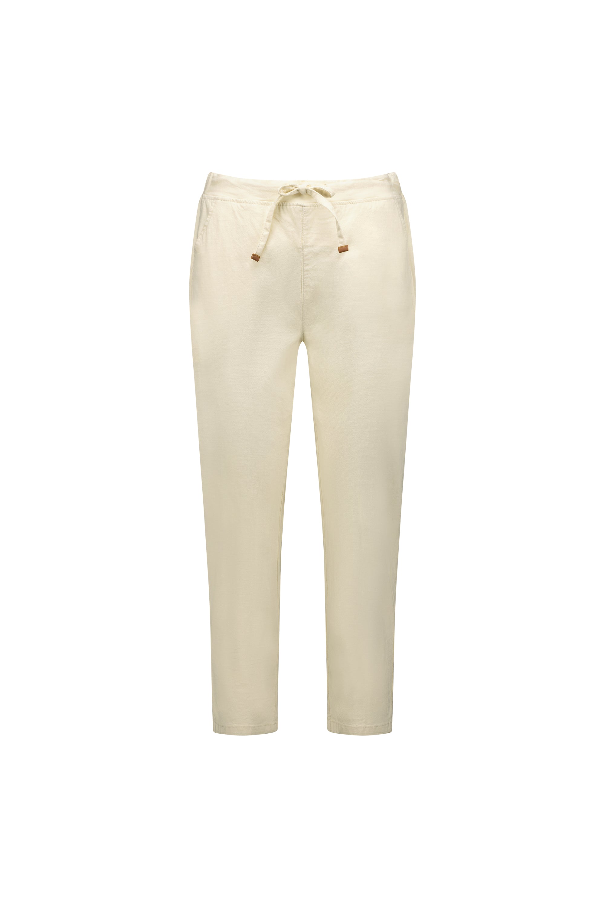 5790 Ecru - 7/8 Length Skinny Leg Elastic Waist Pant - Vassalli