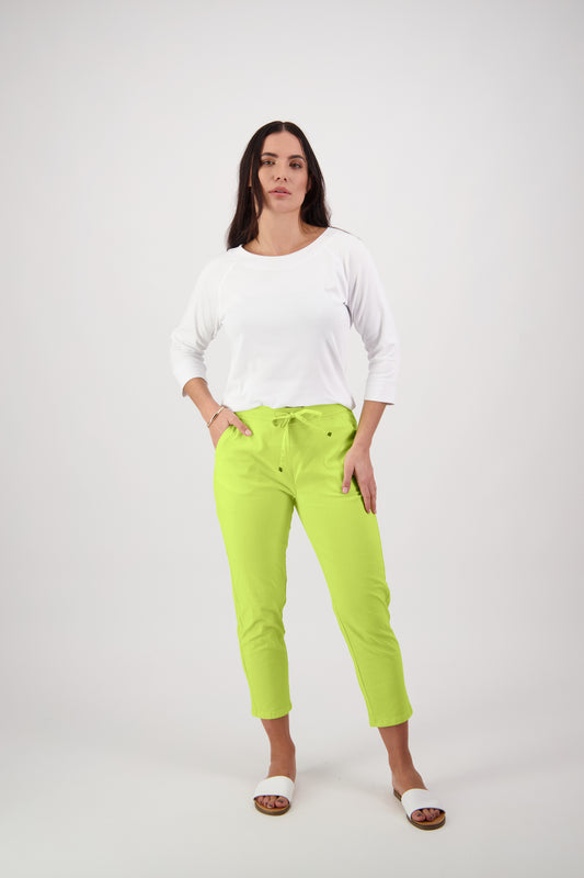 5790 Lime - 7/8 Length Skinny Leg Elastic Waist Pant - Vassalli