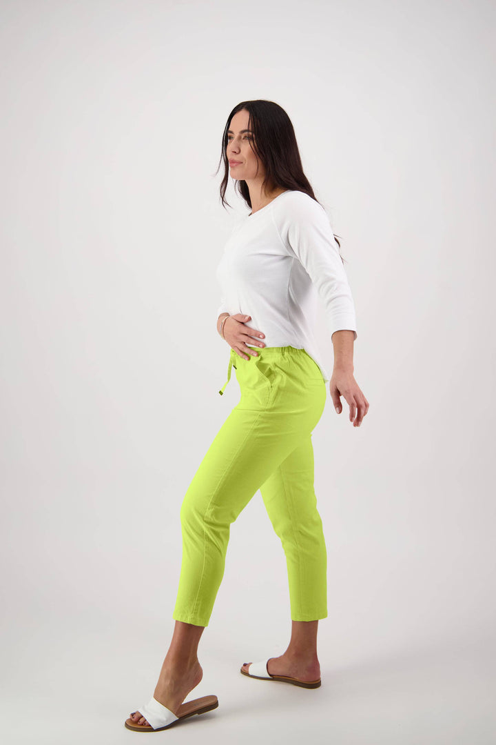 5790 Lime - 7/8 Length Skinny Leg Elastic Waist Pant - Vassalli