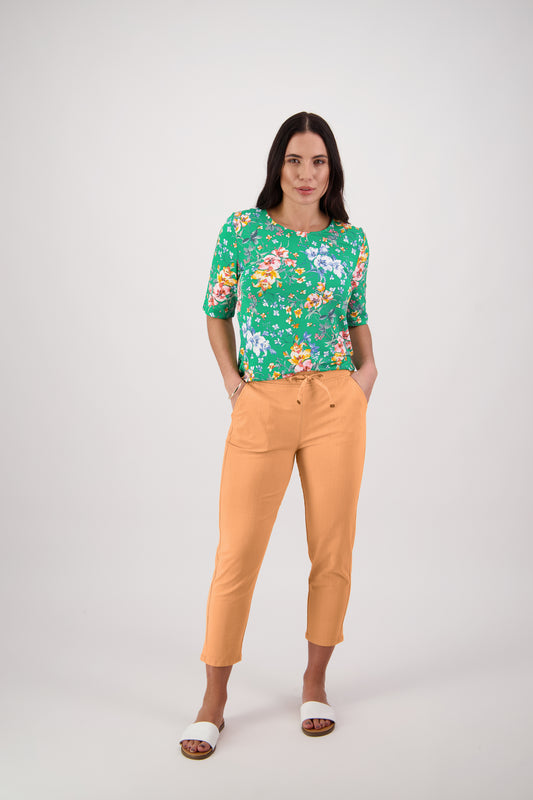 5790 Rockmelon - 7/8 Length Skinny Leg Elastic Waist Pant - Vassalli