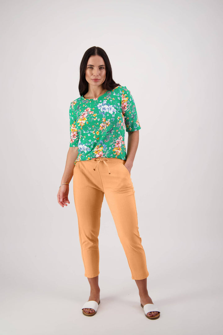 5790 Rockmelon - 7/8 Length Skinny Leg Elastic Waist Pant - Vassalli