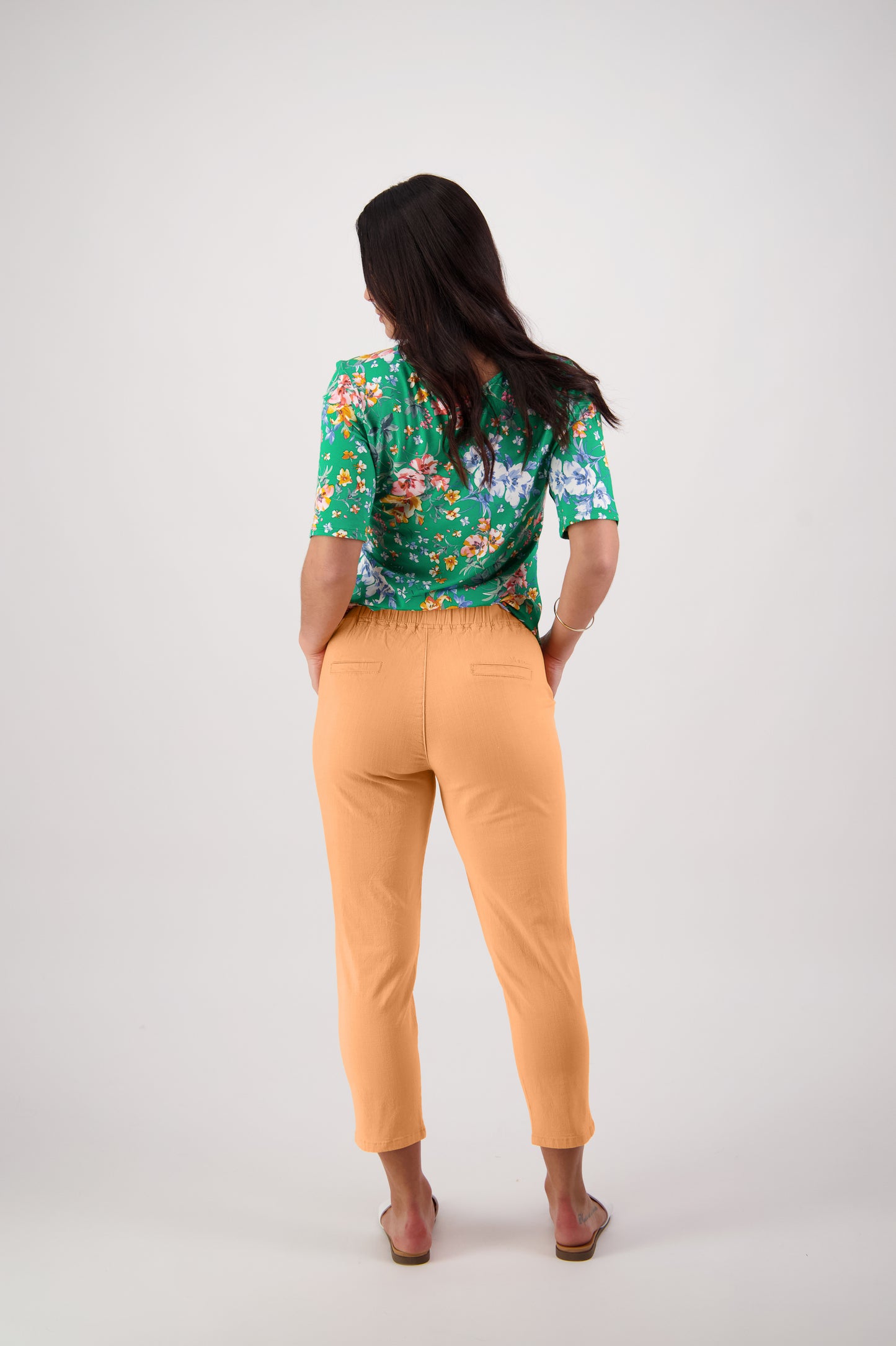 5790 Rockmelon - 7/8 Length Skinny Leg Elastic Waist Pant - Vassalli