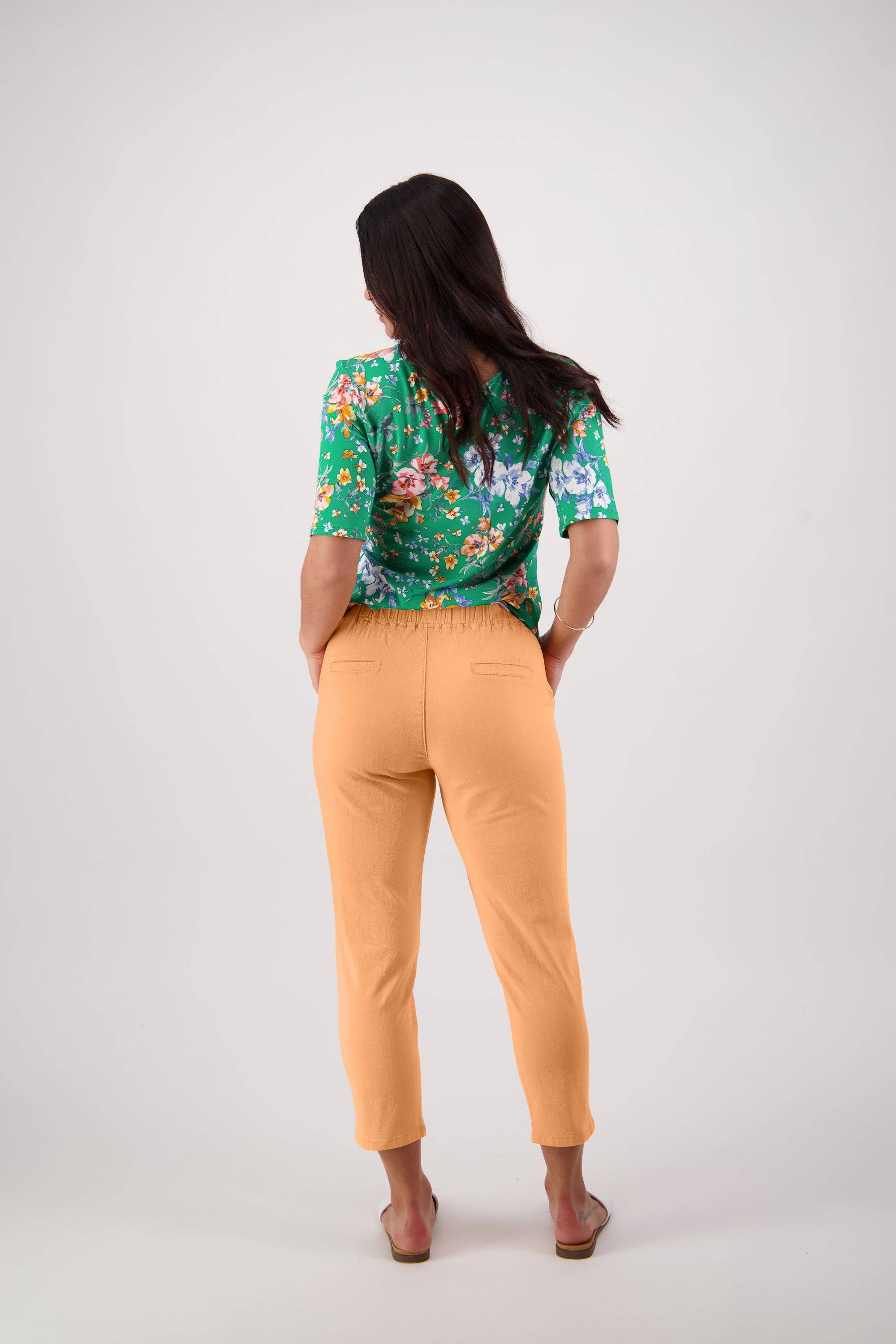5790 Rockmelon - 7/8 Length Skinny Leg Elastic Waist Pant - Vassalli