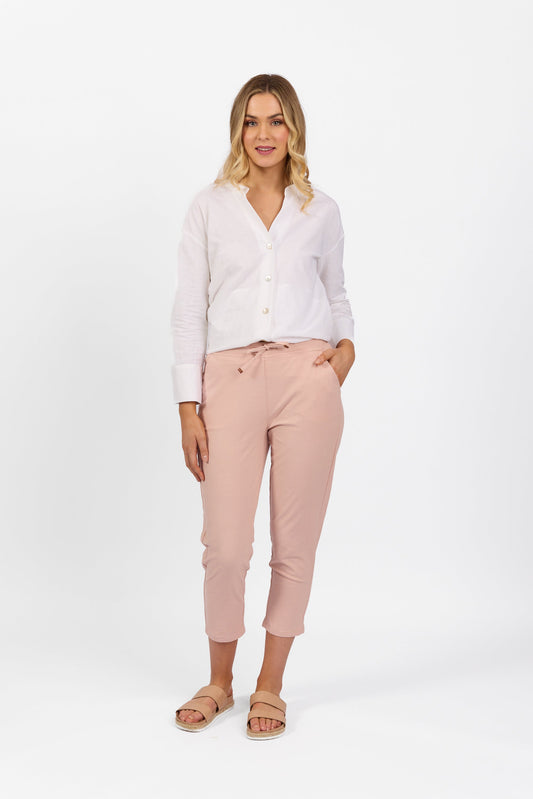 5790 Soft Pink - 7/8 Length Skinny Leg Elastic Waist Pant - Vassalli
