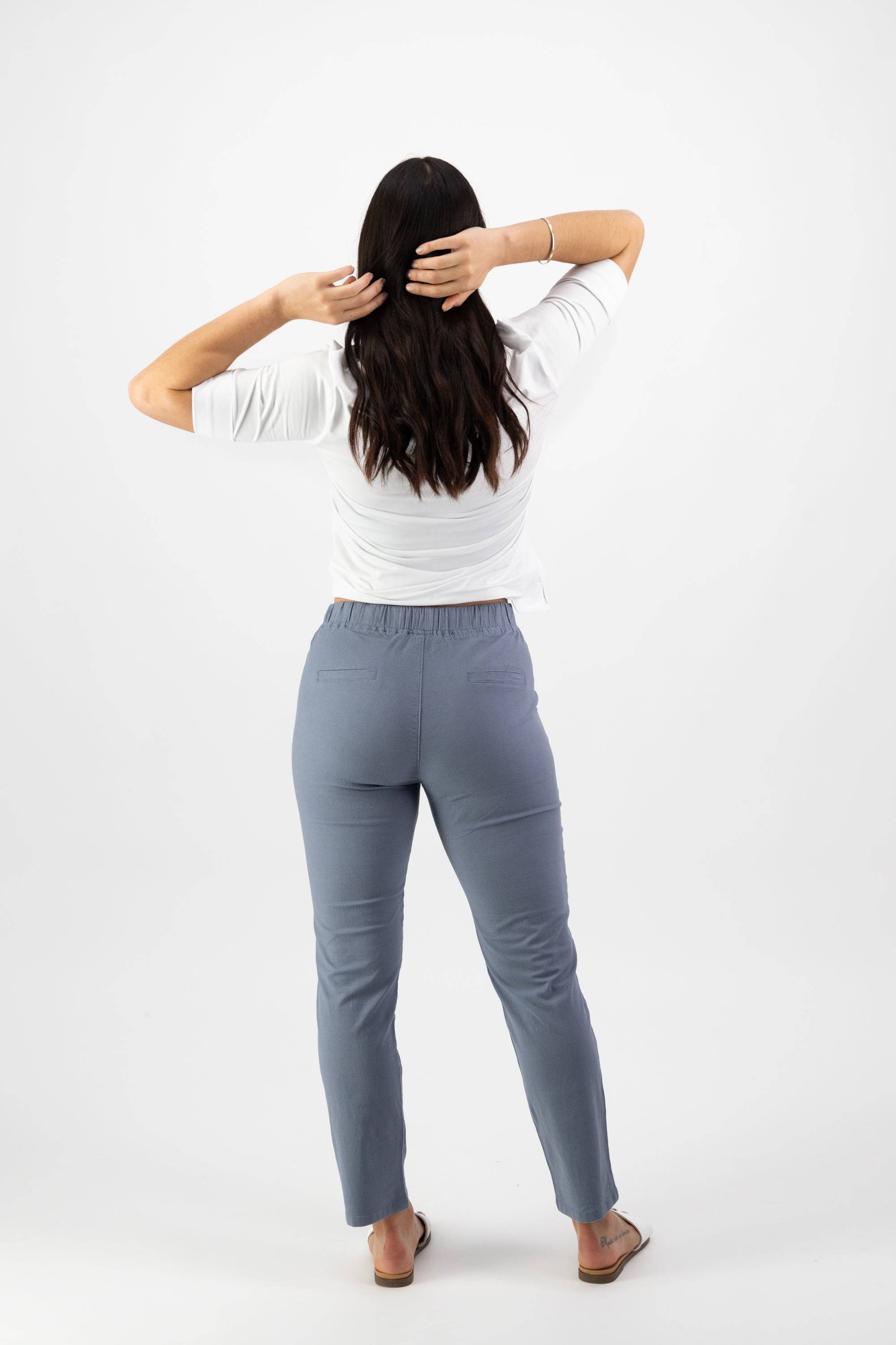 5791 Atlantic - Ankle Grazer Slim Leg Elastic Waist Pant - Vassalli