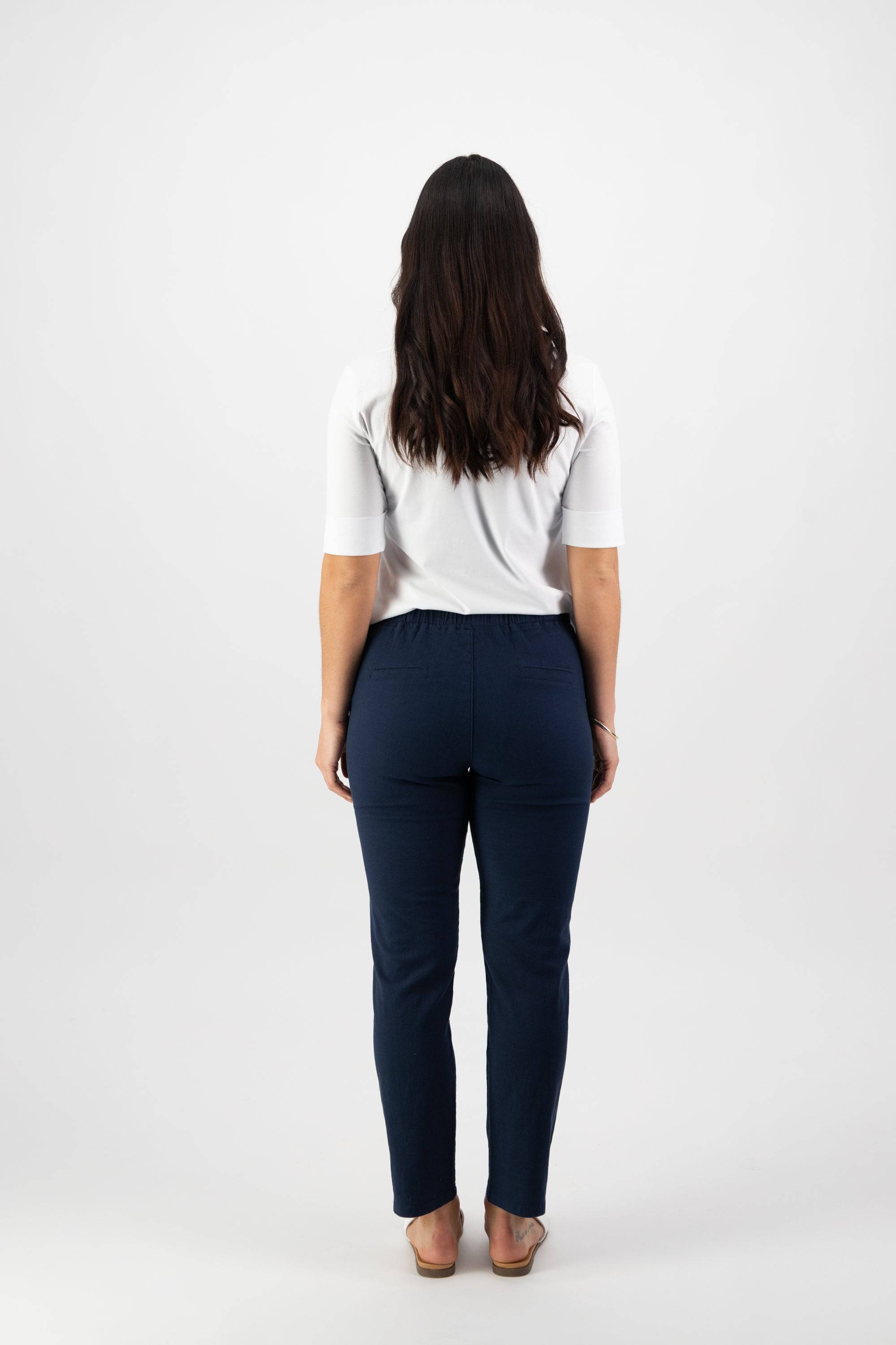 5791 Ink - Ankle Grazer Slim Leg Elastic Waist Pant - Vassalli