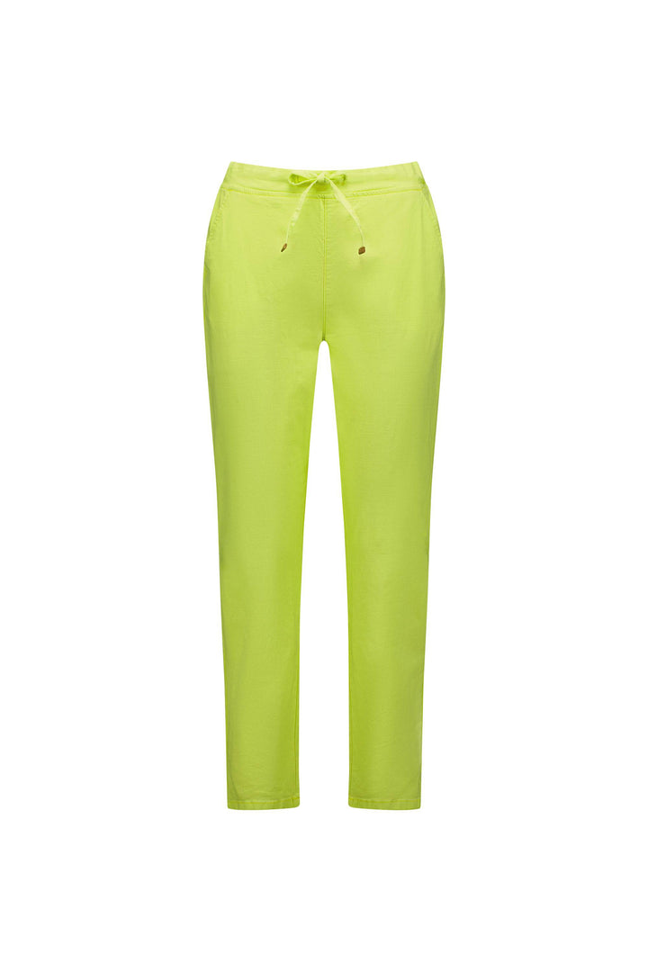 5791 Lime - Ankle Grazer Slim Leg Elastic Waist Pant - Vassalli