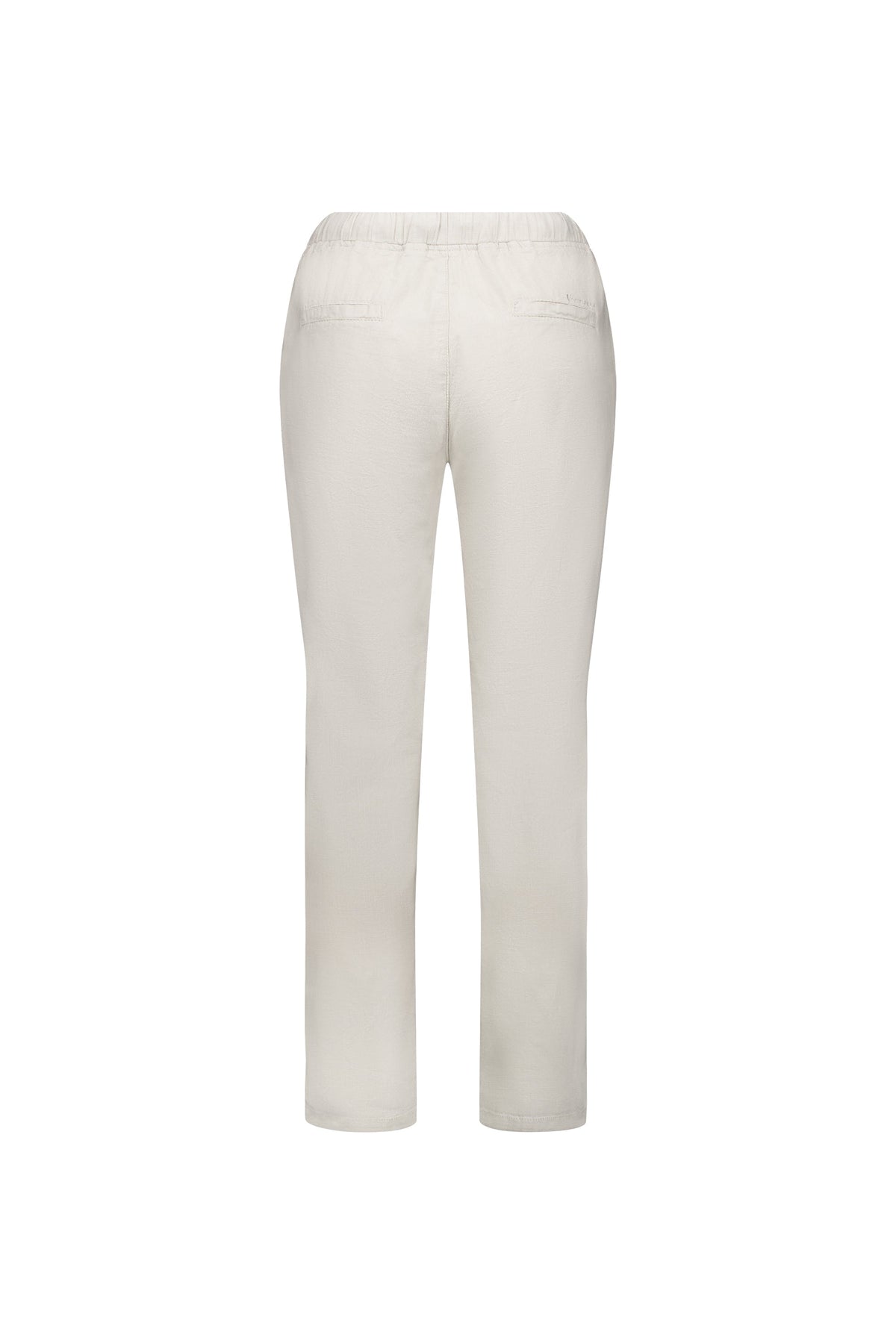 Back view of the Vassalli Leonie 7/8 Pant in Stone, featuring a straight-leg ankle grazer fit, elastic waistband, and two back pockets, shown against a plain white background.