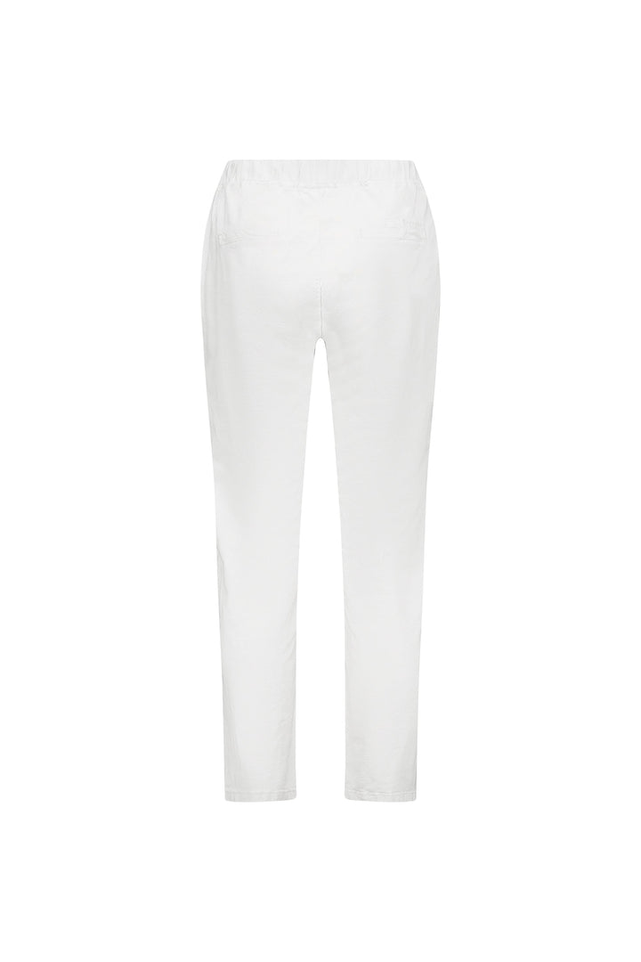5791 White - Ankle Grazer Slim Leg Elastic Waist Pant - Vassalli