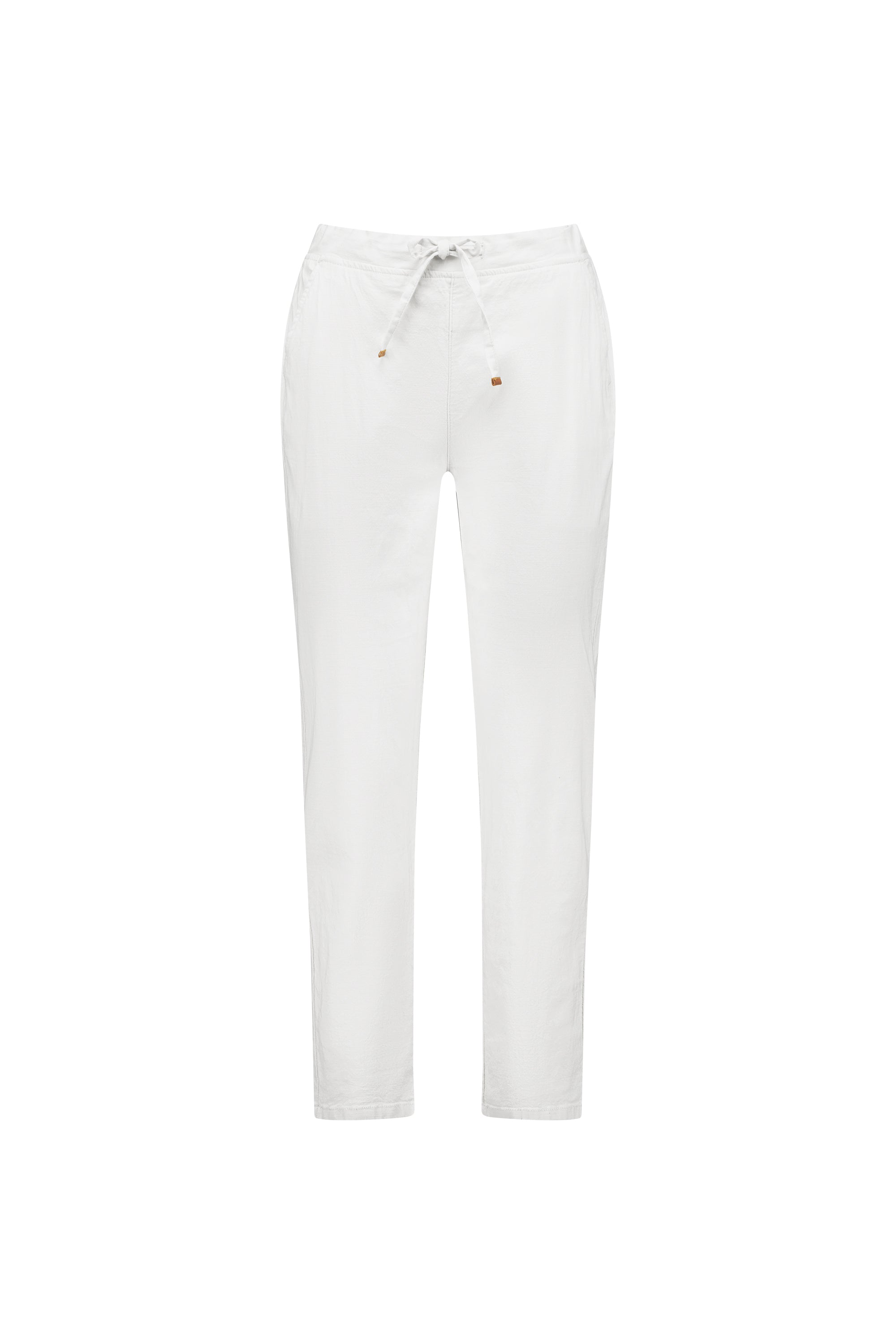 5791 White - Ankle Grazer Slim Leg Elastic Waist Pant - Vassalli