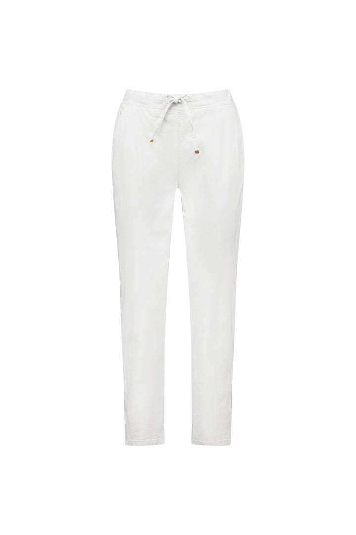 5791 White - Ankle Grazer Slim Leg Elastic Waist Pant - Vassalli