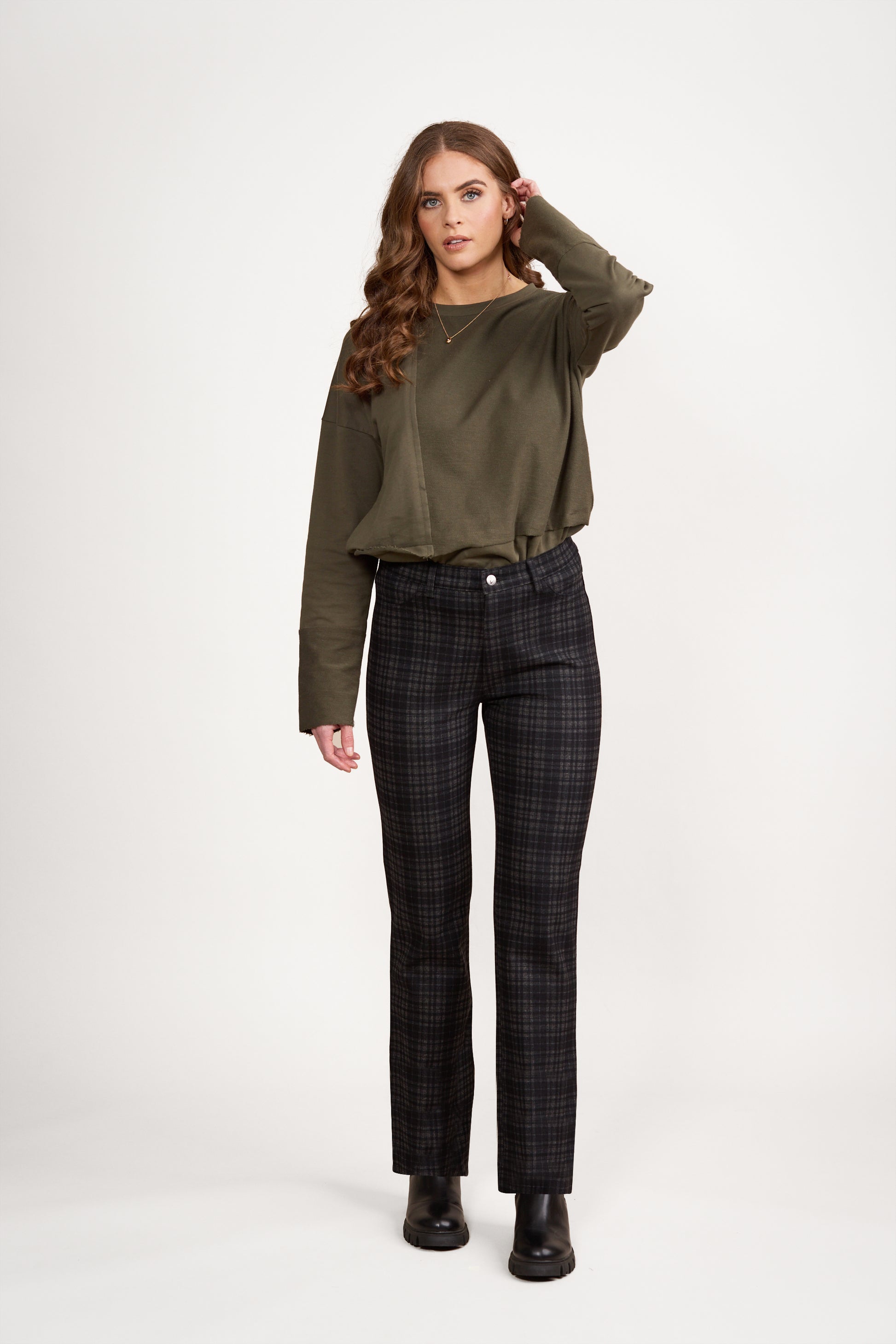 5803 Bennett - Slim Leg Full Length Printed Ponti Pant with Fly - Vassalli