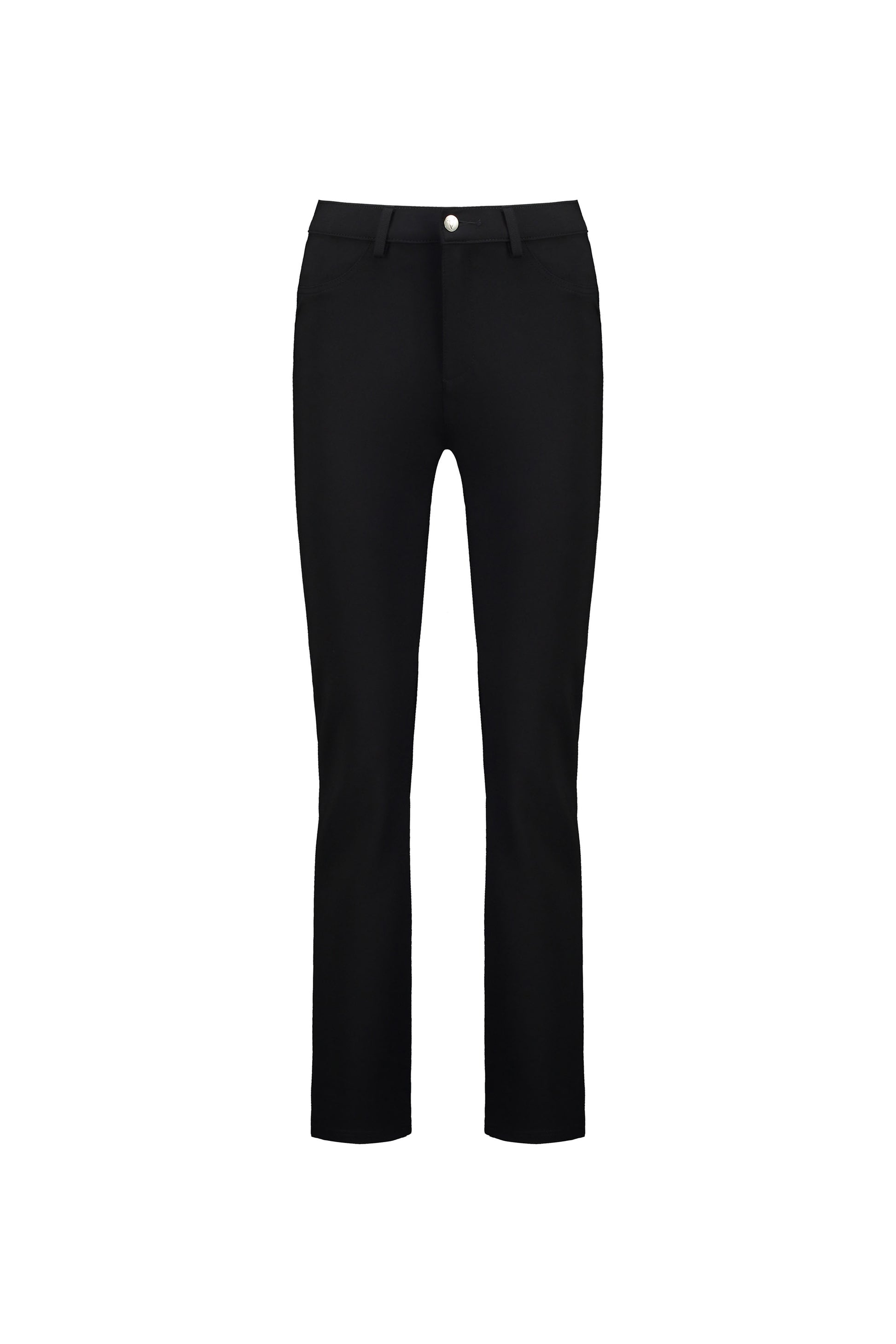 5803 Black - Slim Leg Full Length Ponti Pant with Fly - Vassalli