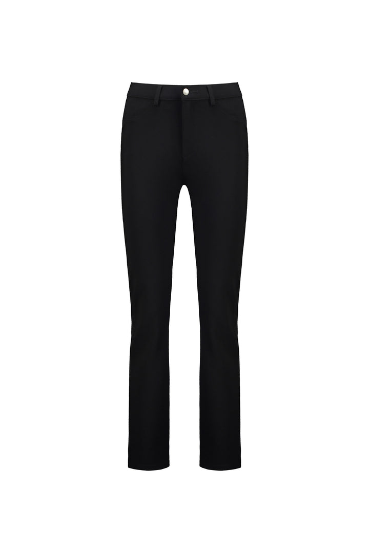 5803 Black - Slim Leg Full Length Ponti Pant with Fly - Vassalli