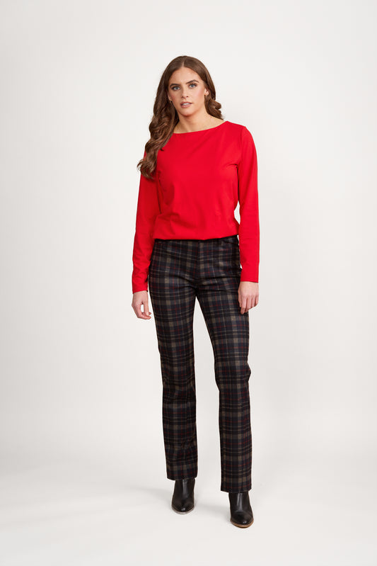 5803 Hyde - Slim Leg Full Length Printed Ponti Pant with Fly - Vassalli