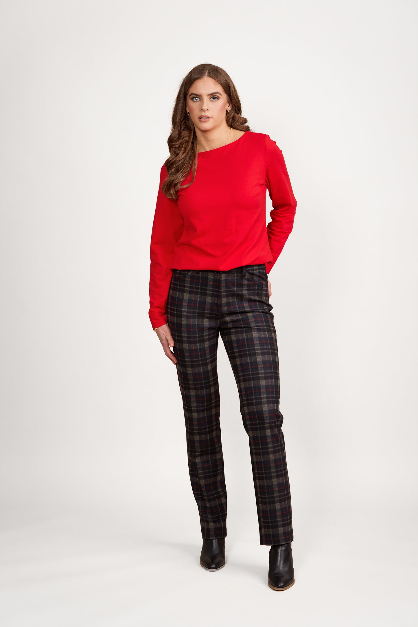 5803 Hyde - Slim Leg Full Length Printed Ponti Pant with Fly - Vassalli