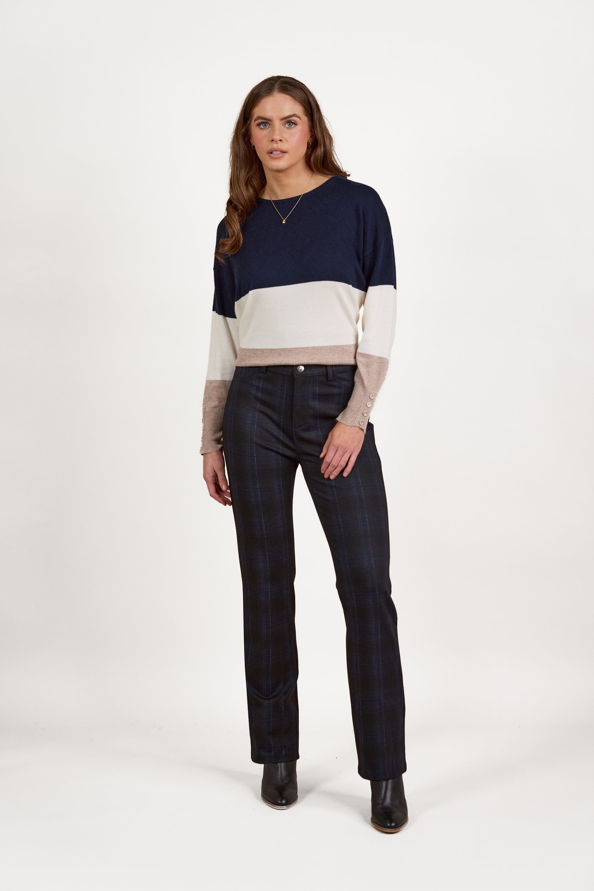 5803 Neptune - Slim Leg Full Length Printed Ponti Pant with Fly - Vassalli