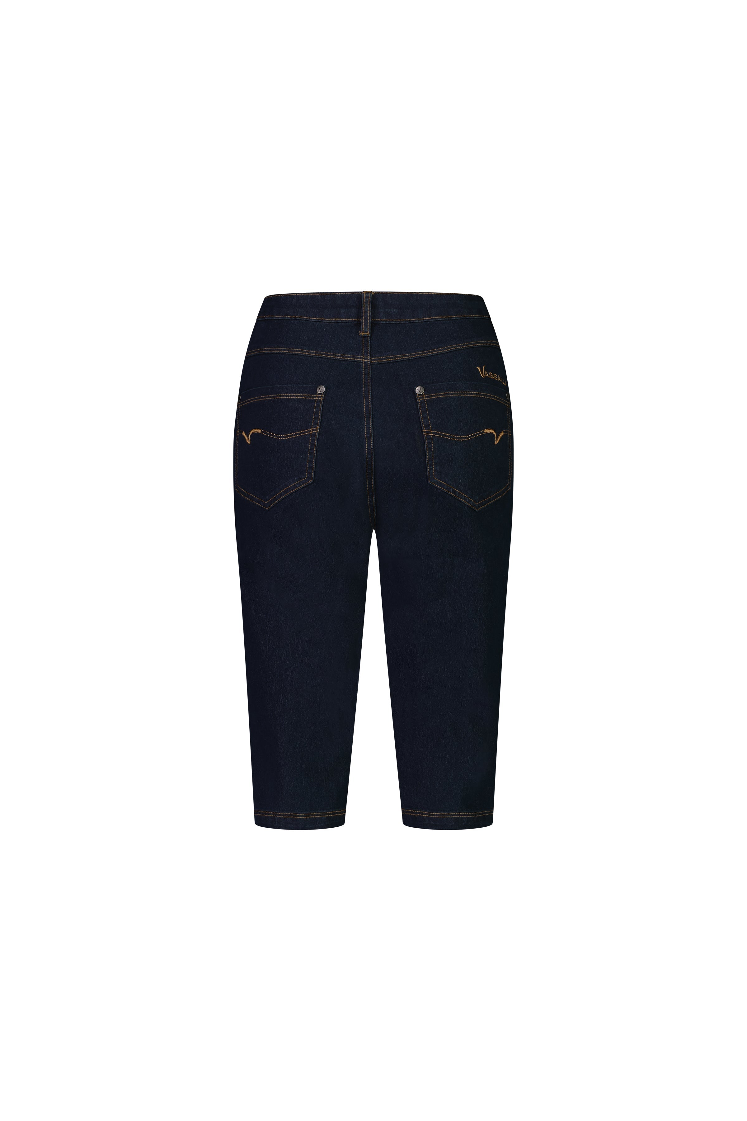 5804CS Indigo Denim - Slim Leg Contrast Stitch Denim Short - Vassalli