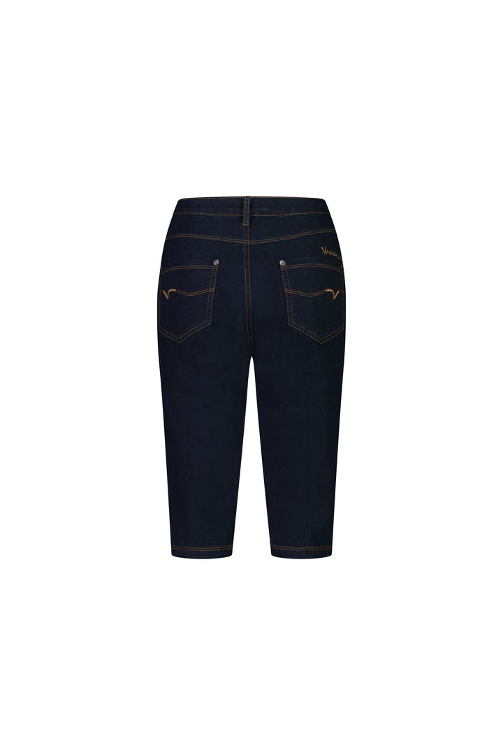 5804CS Indigo Denim - Slim Leg Contrast Stitch Denim Short - Vassalli