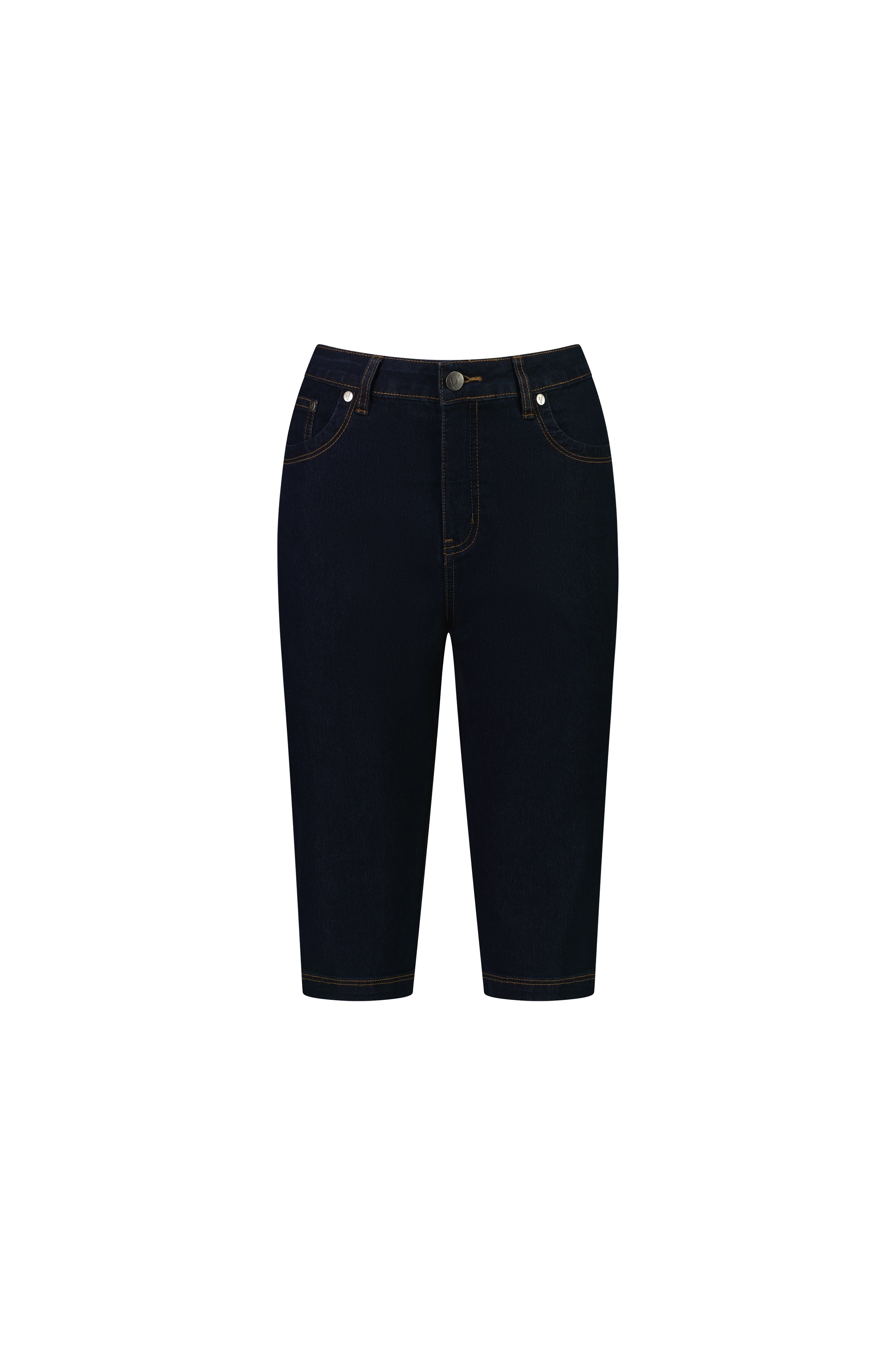 5804CS Indigo Denim - Slim Leg Contrast Stitch Denim Short - Vassalli