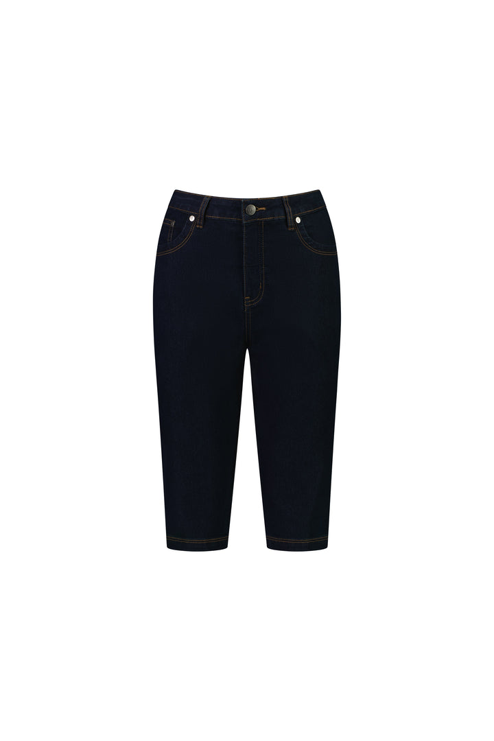 5804CS Indigo Denim - Slim Leg Contrast Stitch Denim Short - Vassalli