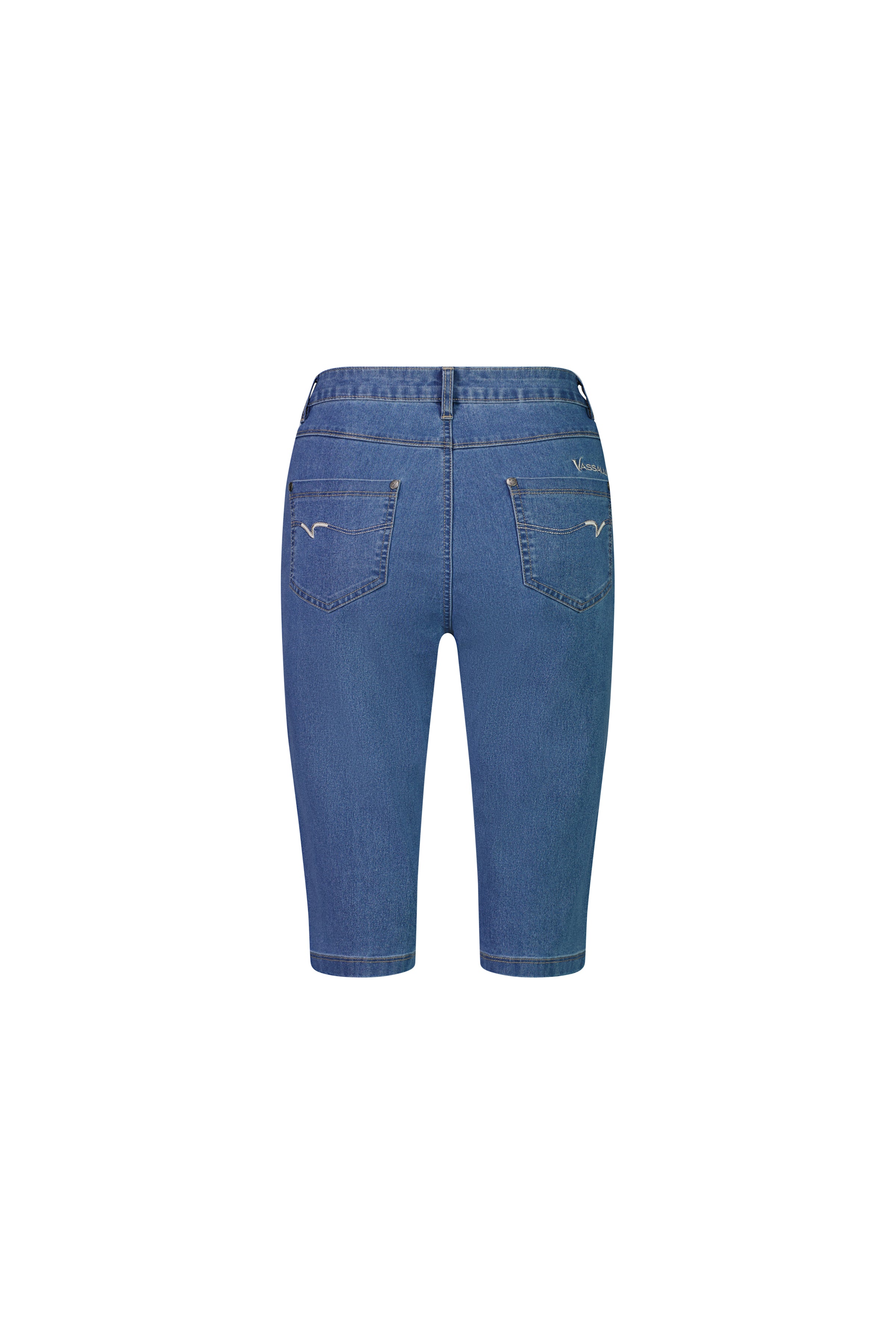 5804CS Light Denim - Slim Leg Contrast Stitch Denim Short - Vassalli