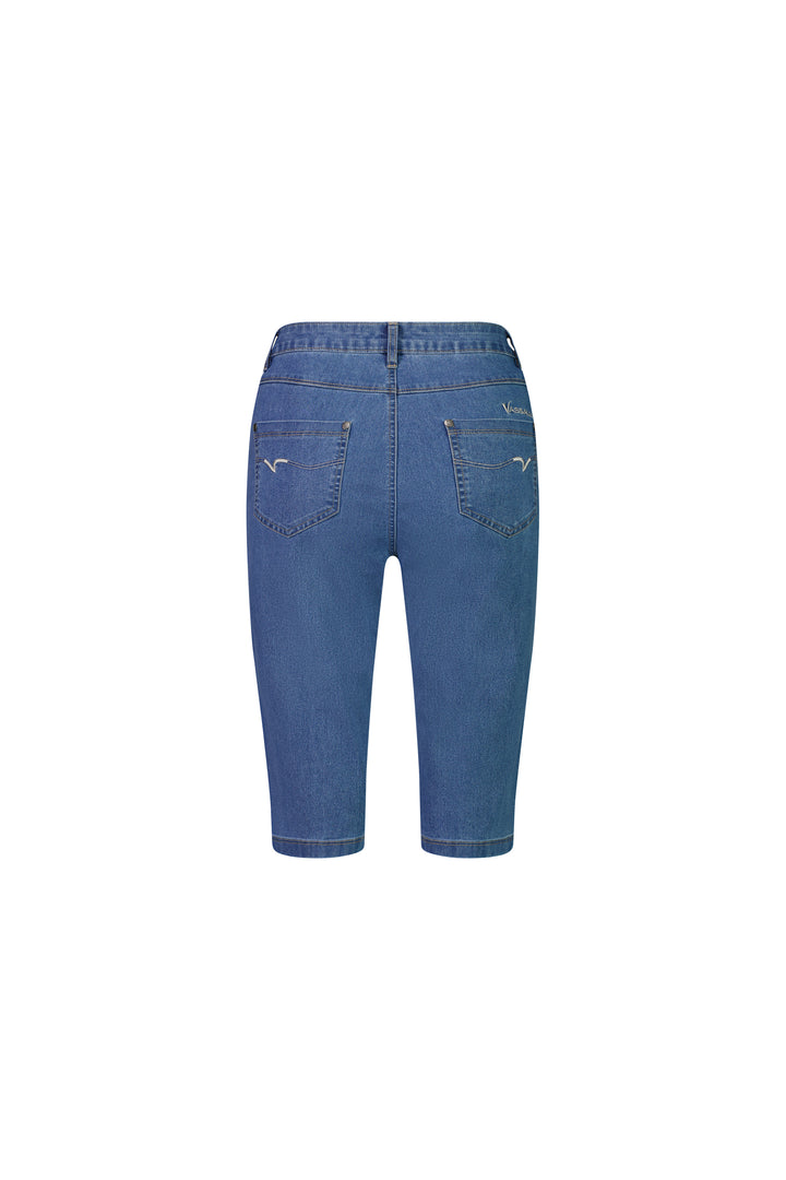 5804CS Light Denim - Slim Leg Contrast Stitch Denim Short - Vassalli