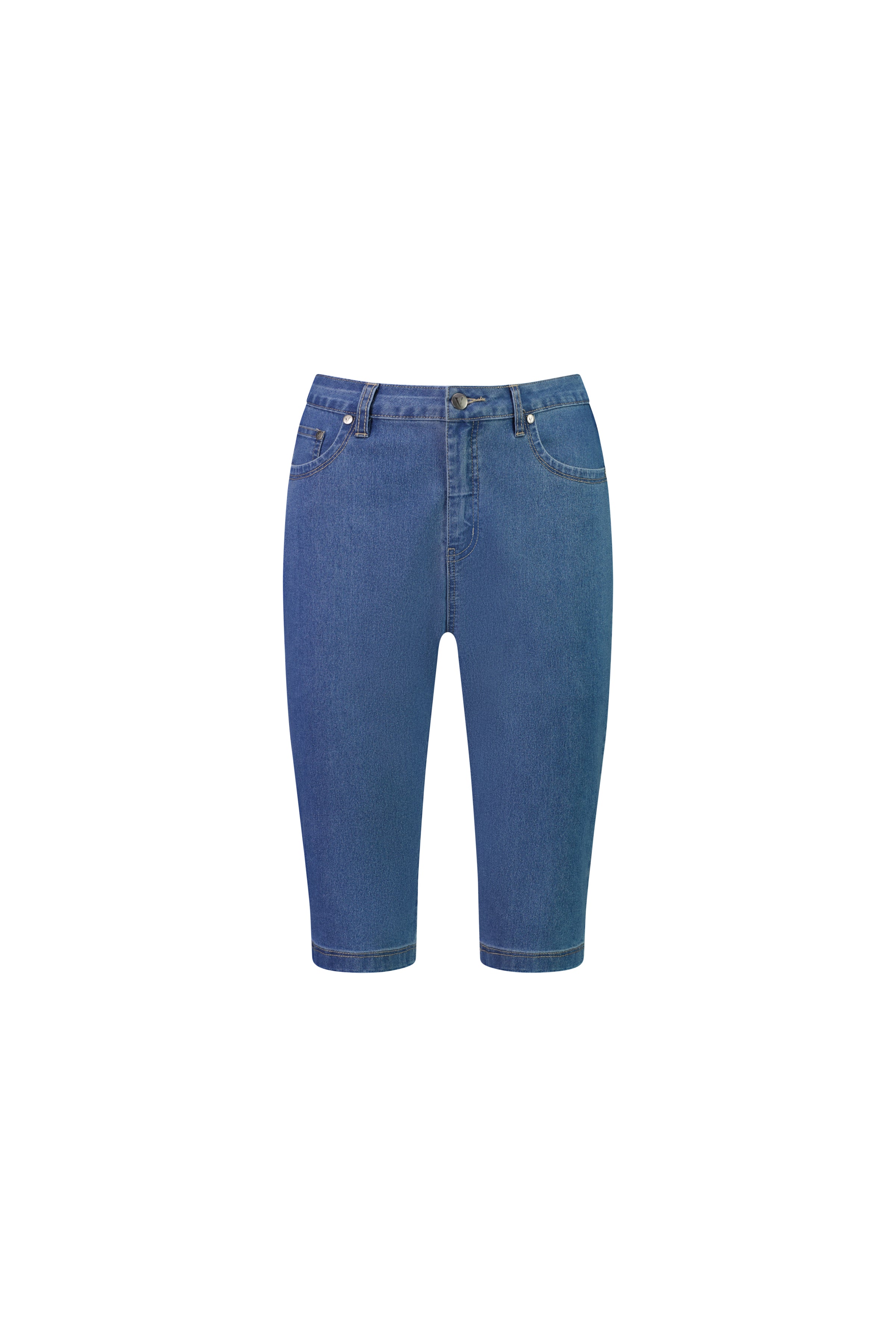 5804CS Light Denim - Slim Leg Contrast Stitch Denim Short - Vassalli
