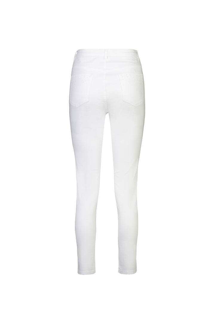 5825 White Denim - Skinny Leg Ankle Grazer Jean with Rhinestones - Vassalli