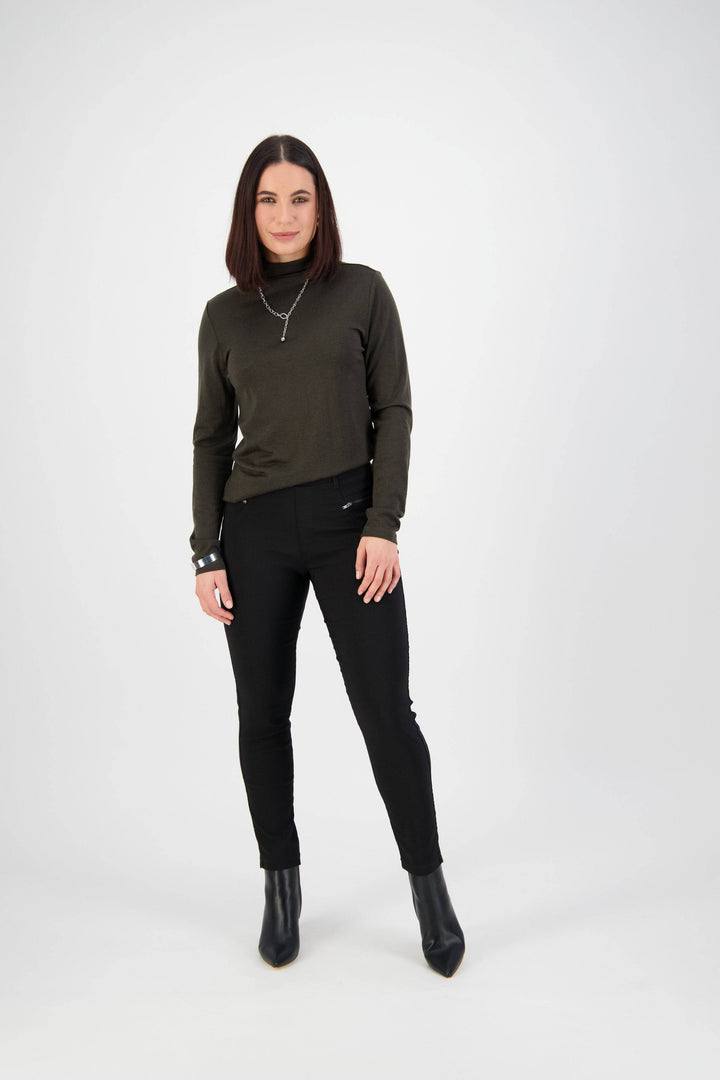 5853 Black - Skinny Leg Ankle Grazer Pull-On Pant - Vassalli
