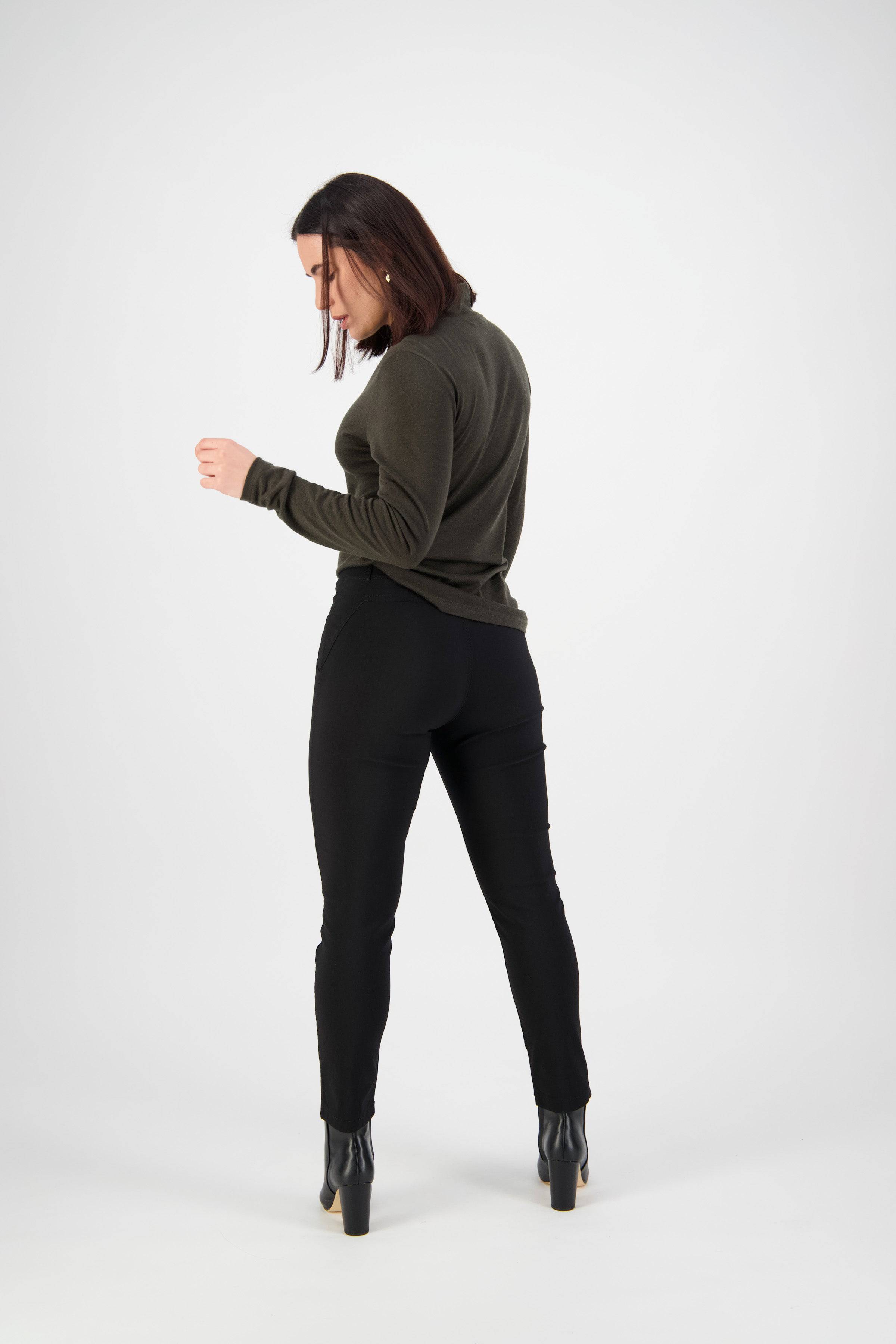 5853 Black - Skinny Leg Ankle Grazer Pull-On Pant - Vassalli