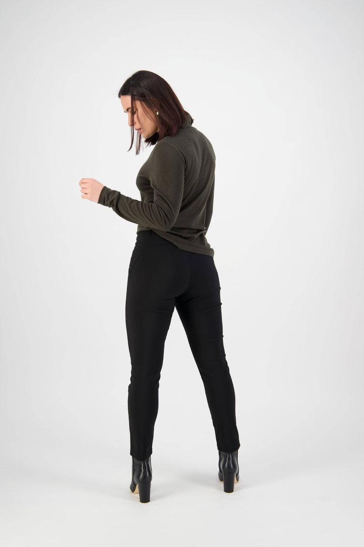 5853 Black - Skinny Leg Ankle Grazer Pull-On Pant - Vassalli