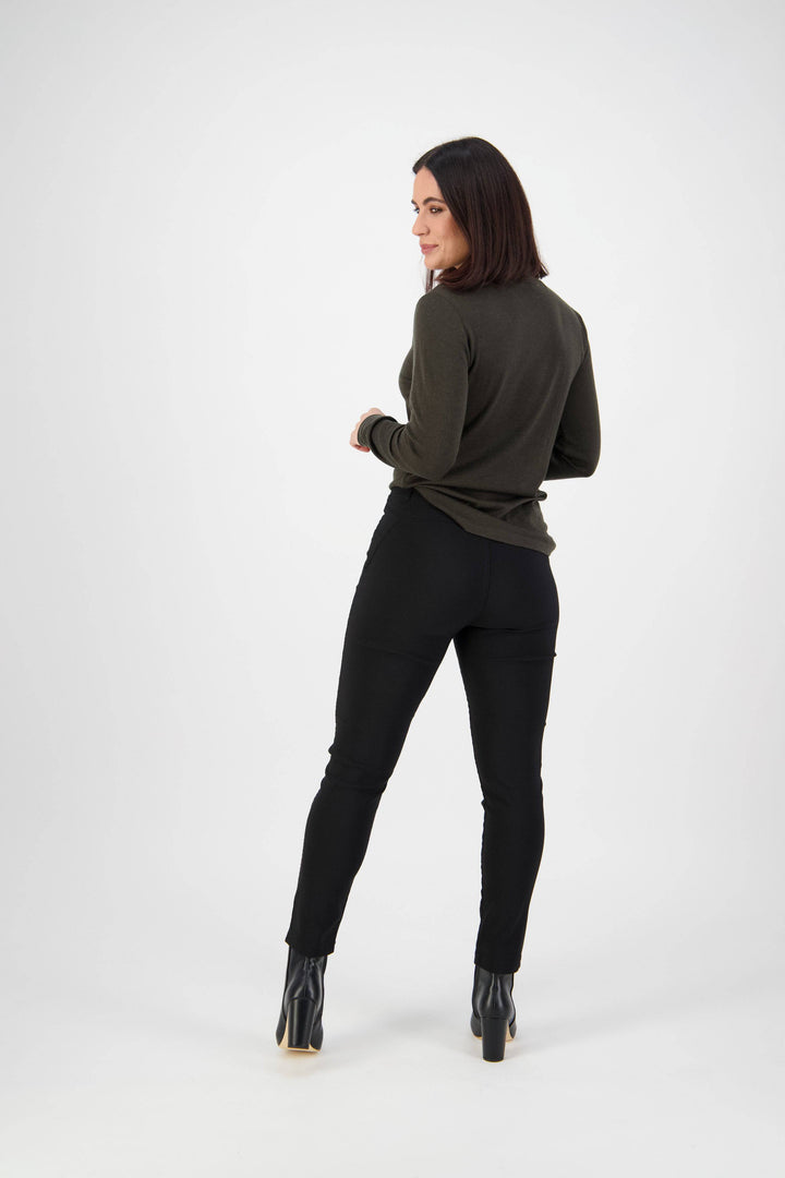 5853 Black - Skinny Leg Ankle Grazer Pull-On Pant - Vassalli
