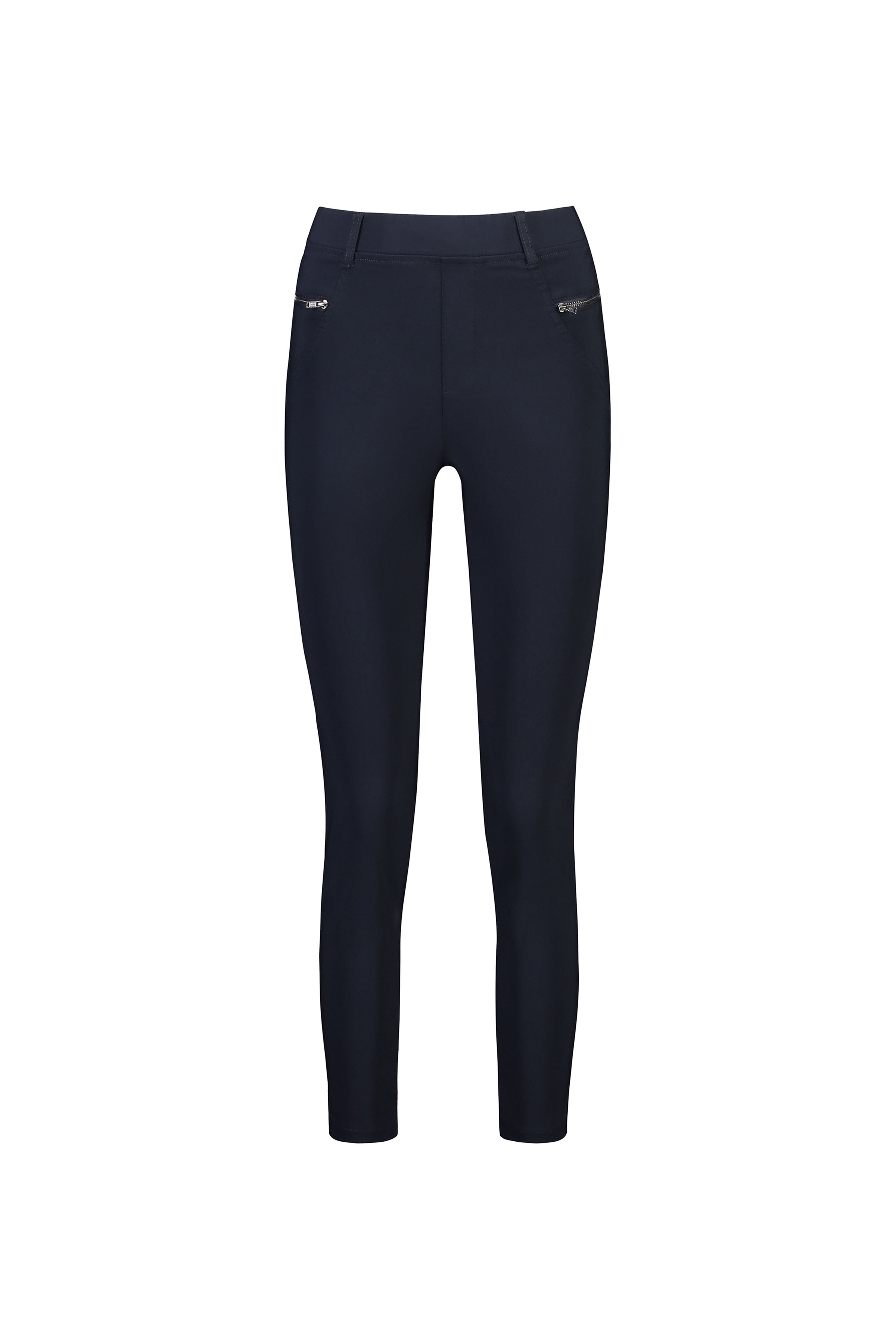 5853 Navy - Skinny Leg Ankle Grazer Pull-On Pant - Vassalli