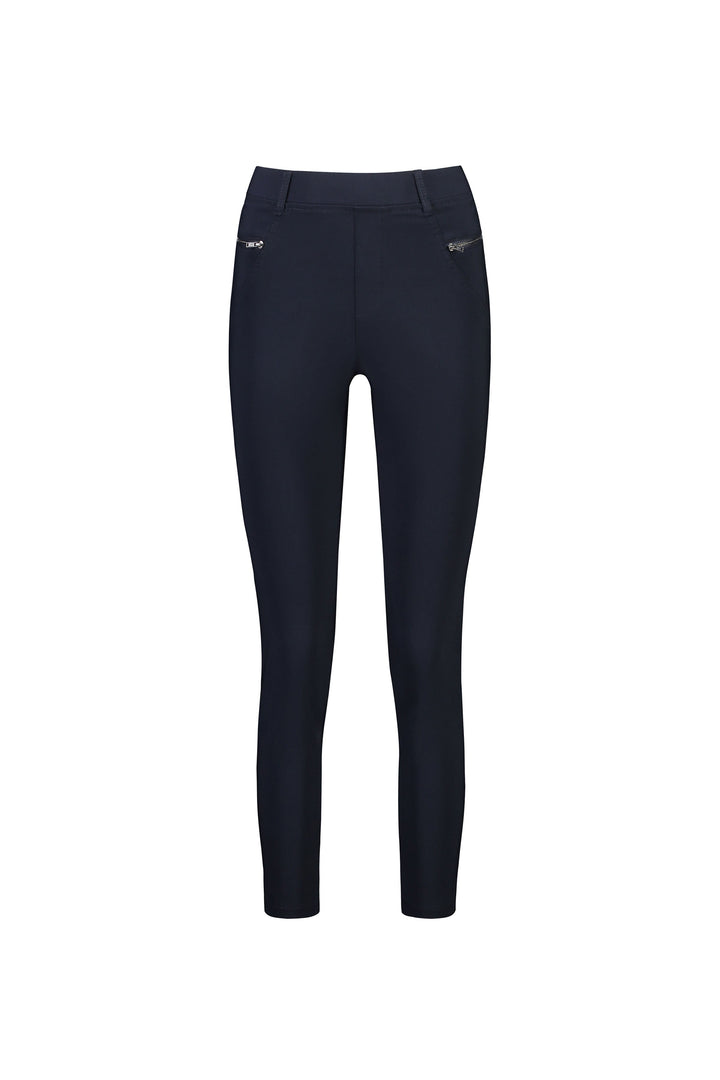 5853 Navy - Skinny Leg Ankle Grazer Pull-On Pant - Vassalli