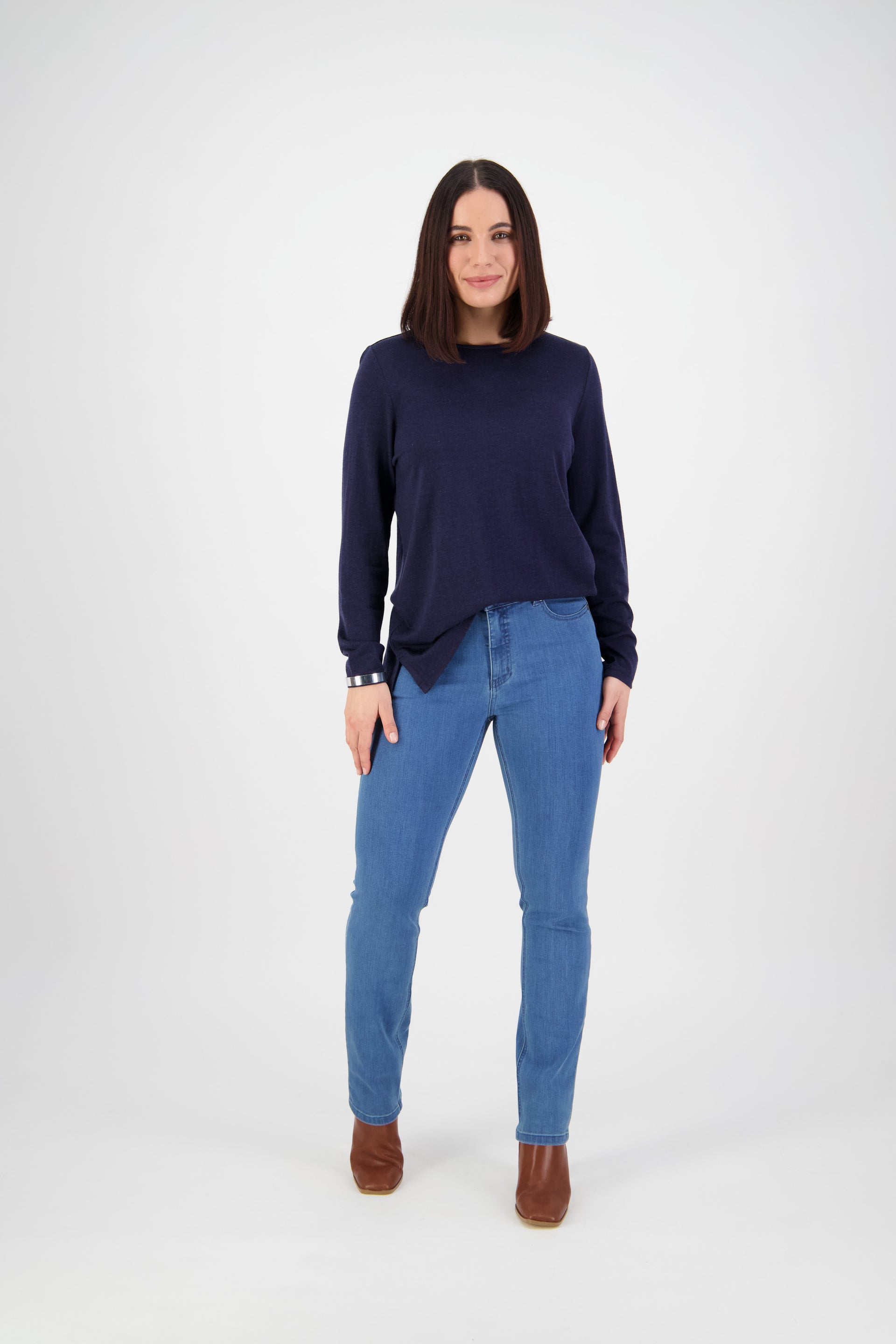5878 Plain New Blue - Slim Leg Full Length Jean - Vassalli