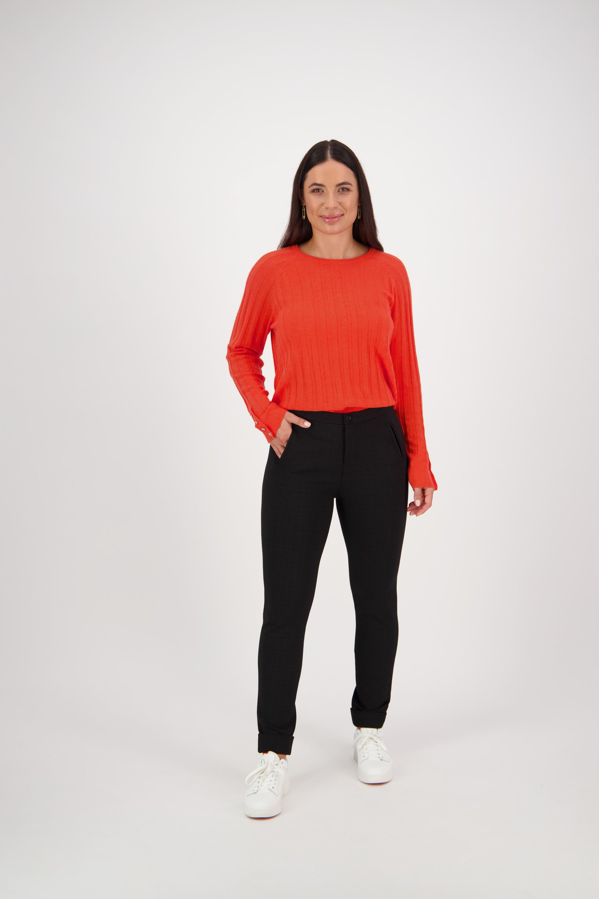 5894 Albert - Skinny Leg Full Length Printed Ponti Pant with Cuff - Vassalli
