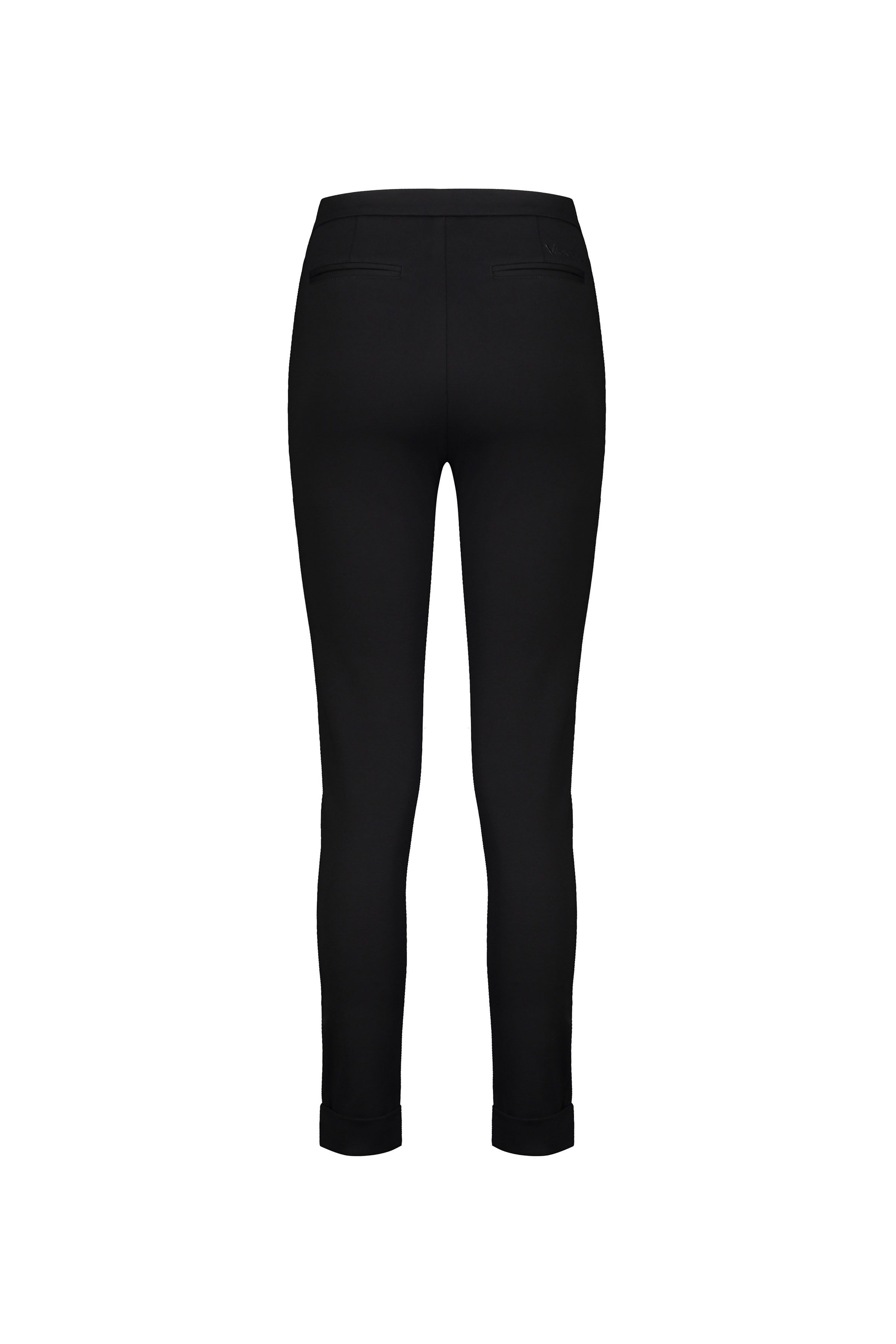 5894 Black - Full Length Cuffed Dress Pant in Ponti - Vassalli