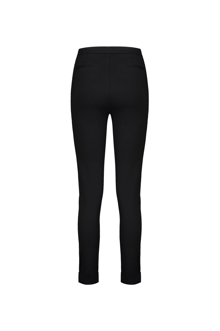 5894 Black - Full Length Cuffed Dress Pant in Ponti - Vassalli