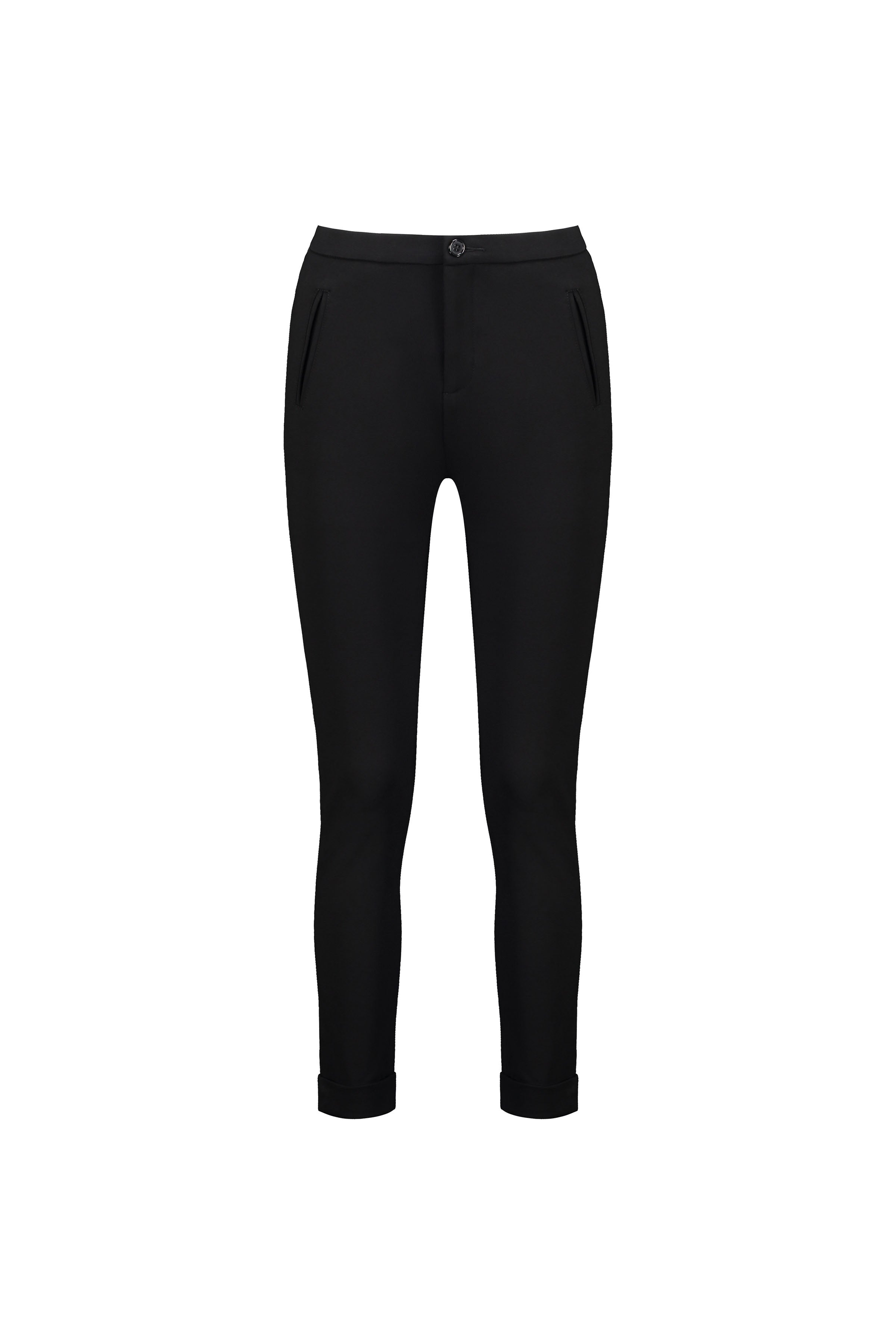 5894 Black - Full Length Cuffed Dress Pant in Ponti - Vassalli