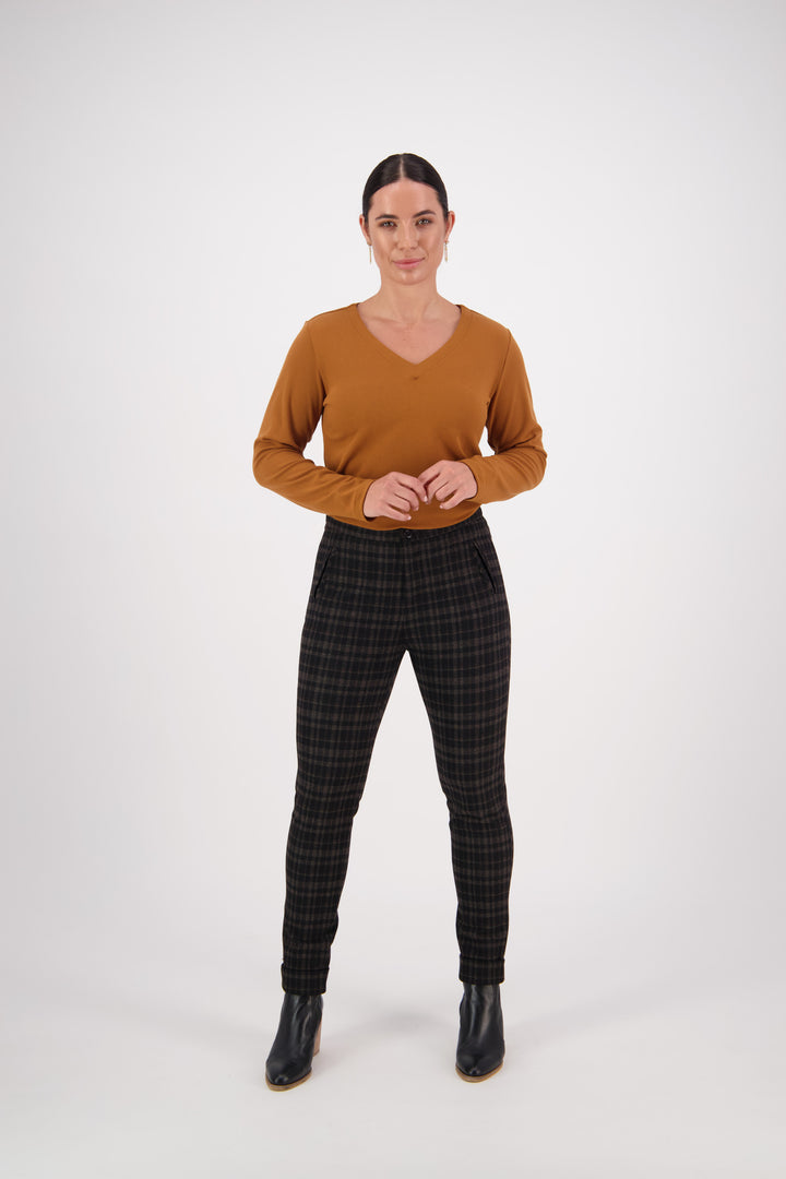 5894 Kingston - Skinny Leg Full Length Ponti Pant with Cuff - Vassalli