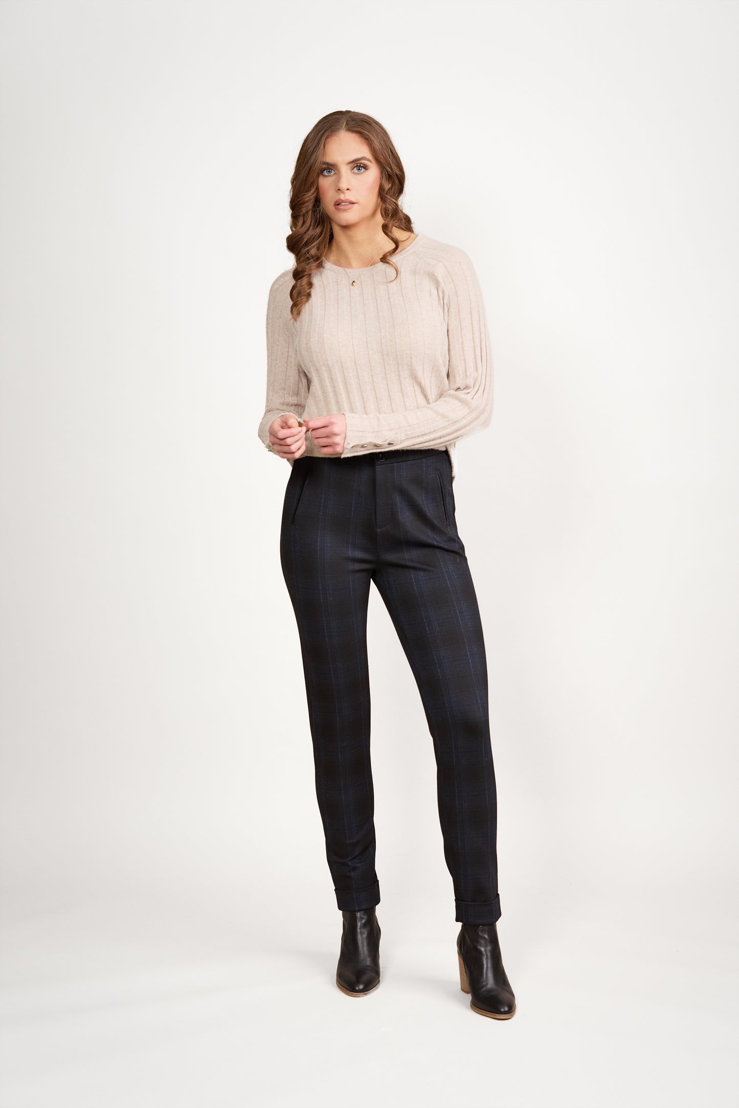 5894 Neptune -  Skinny Leg Full Length Printed Ponti Pant with Cuff - Vassalli