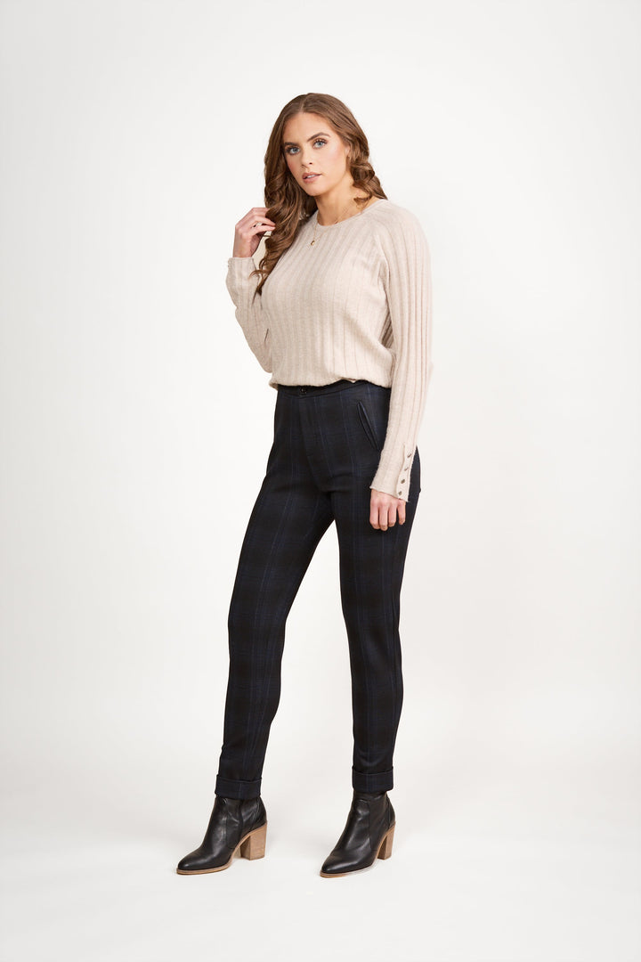 5894 Neptune -  Skinny Leg Full Length Printed Ponti Pant with Cuff - Vassalli