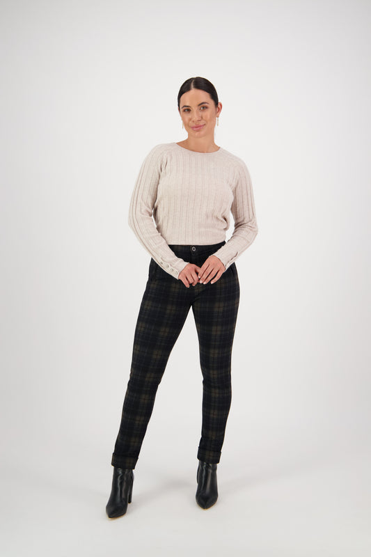 5894 Surrey - Skinny Leg Full Length Printed Ponti Pant with Cuff - Vassalli