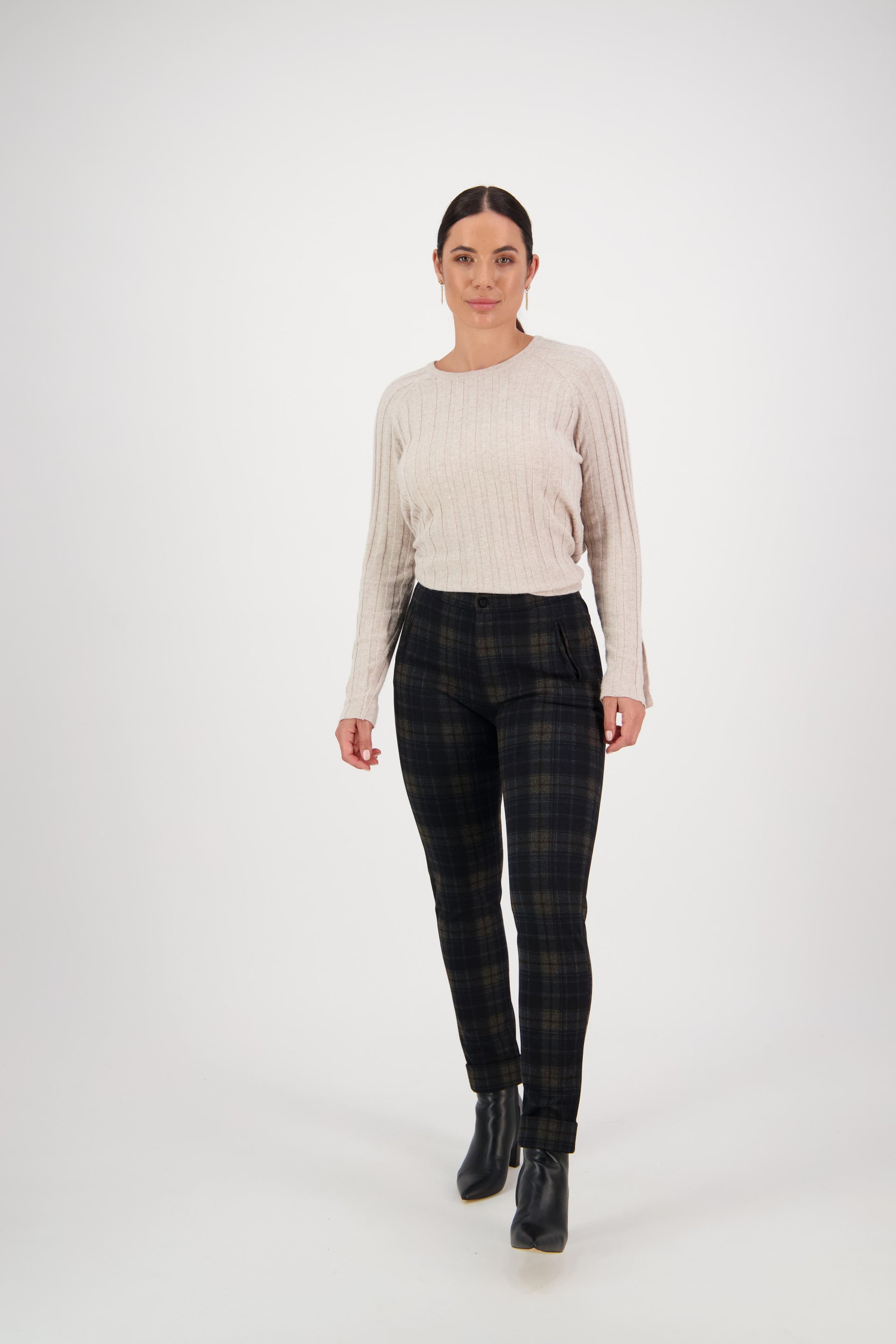5894 Surrey - Skinny Leg Full Length Printed Ponti Pant with Cuff - Vassalli