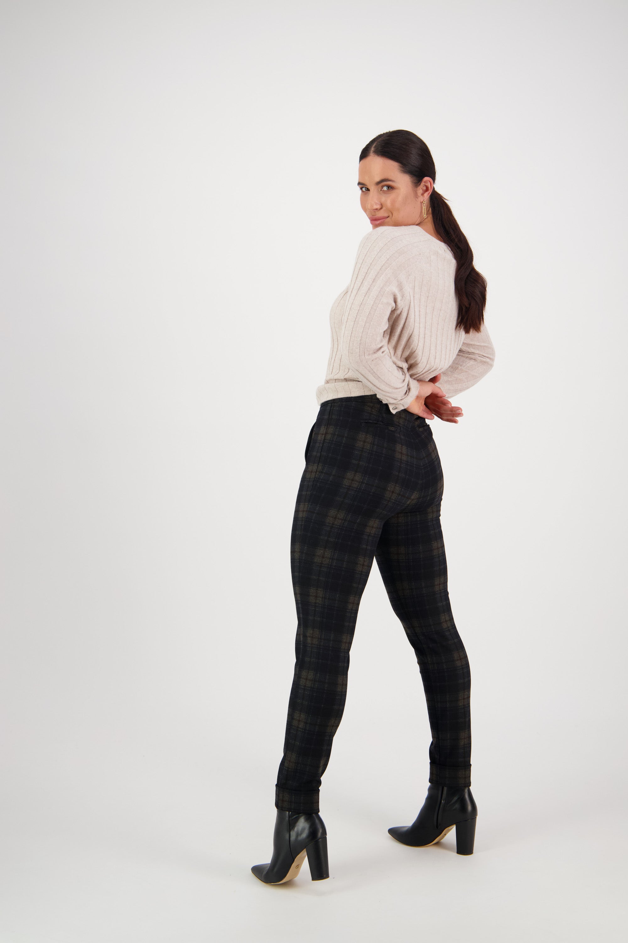 5894 Surrey - Skinny Leg Full Length Printed Ponti Pant with Cuff - Vassalli